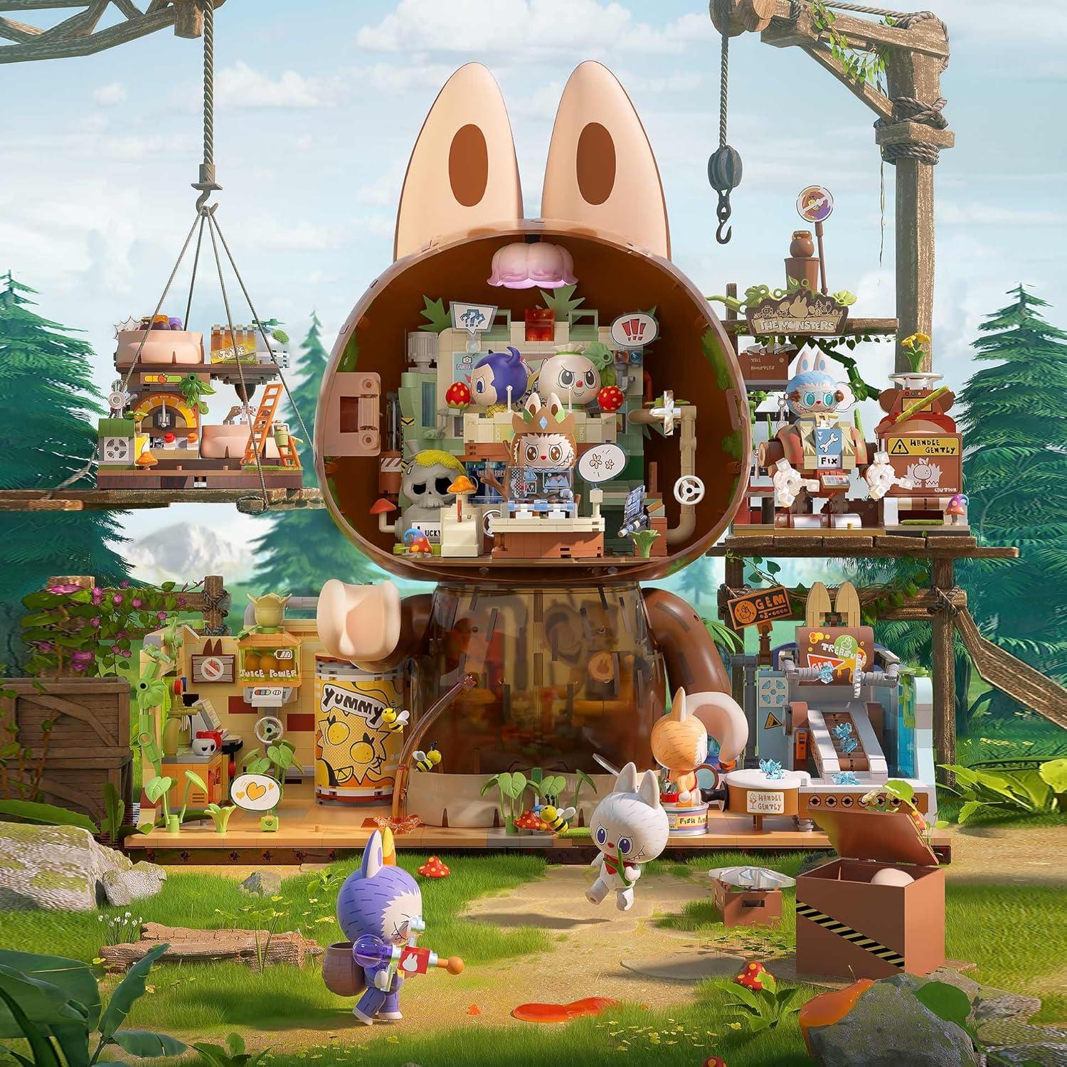 Set de Juguetes de Construcción Labubu - Base Secreta del Bosque