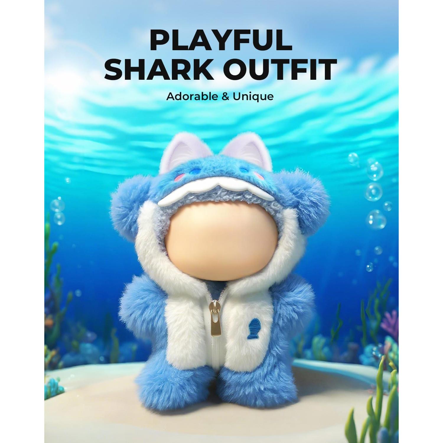 Disfraz de tiburón para muñecas 17cm LaeFae con capucha