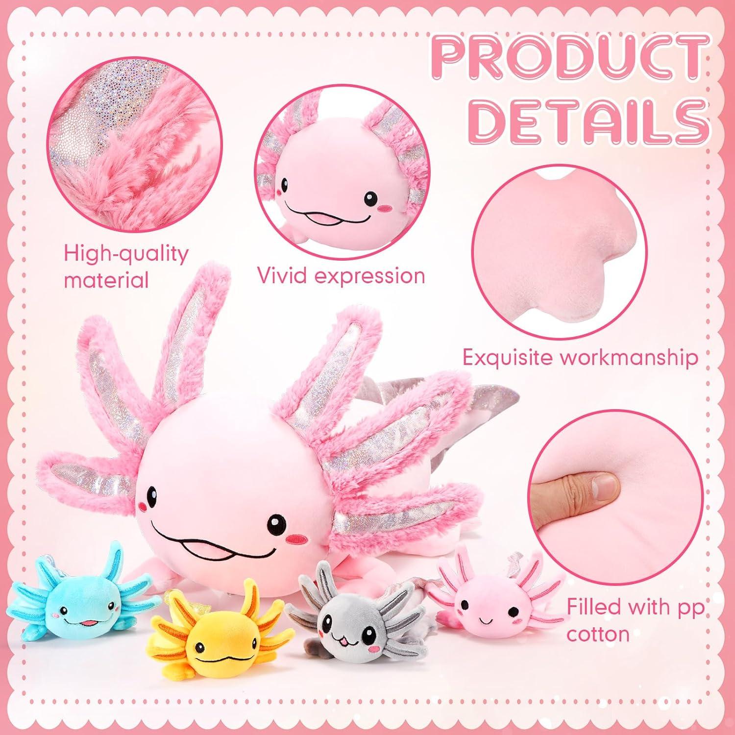Conjunto de Peluches Axolotl Aoriher 5 Pcs Rosa 60 cm
