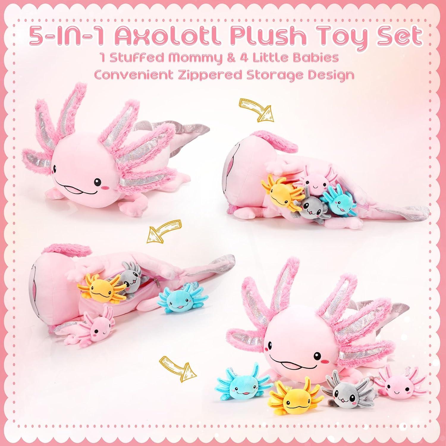 Conjunto de Peluches Axolotl Aoriher 5 Pcs Rosa 60 cm