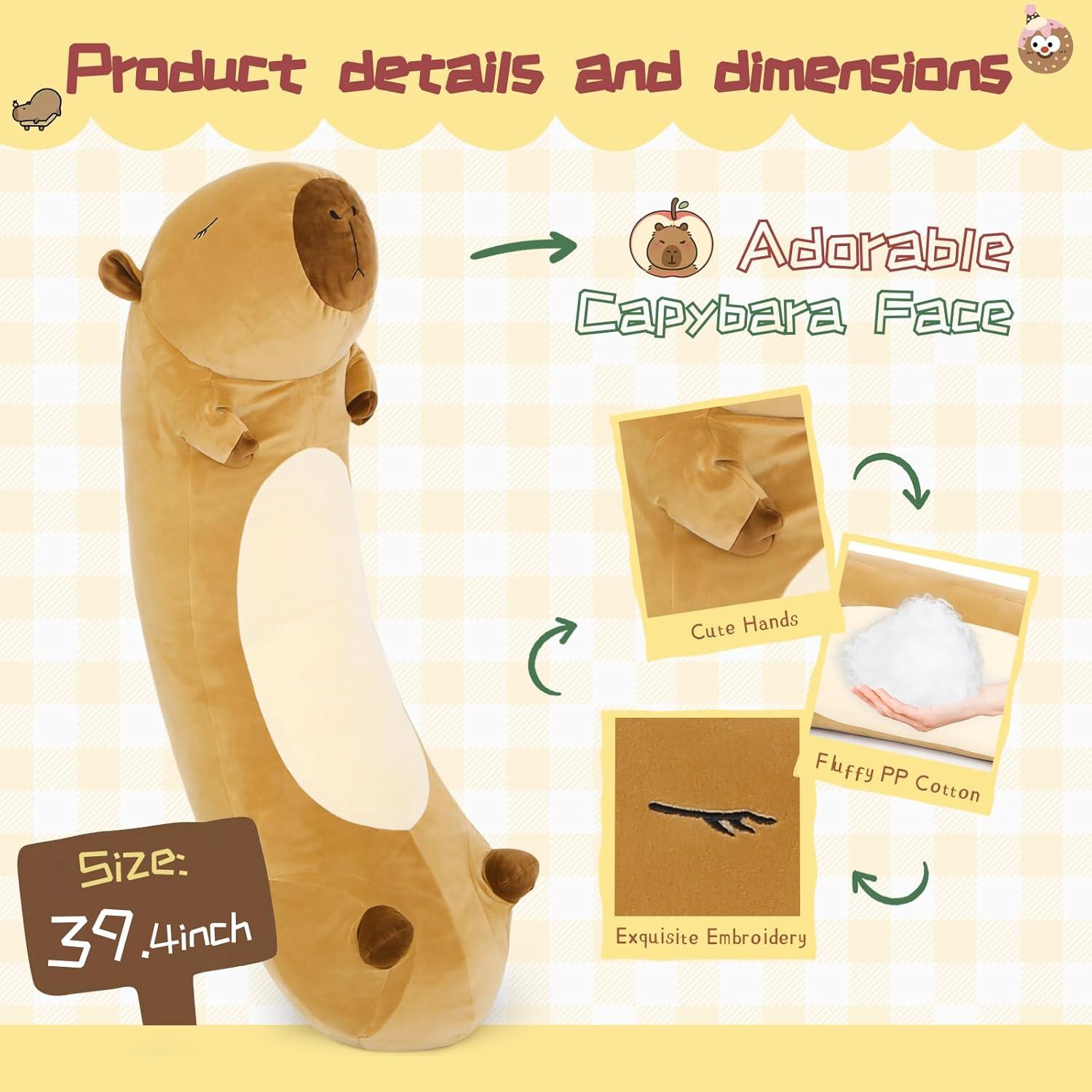 Almohada de Cuerpo Capibara Tezituor 100 cm Suave y Larga