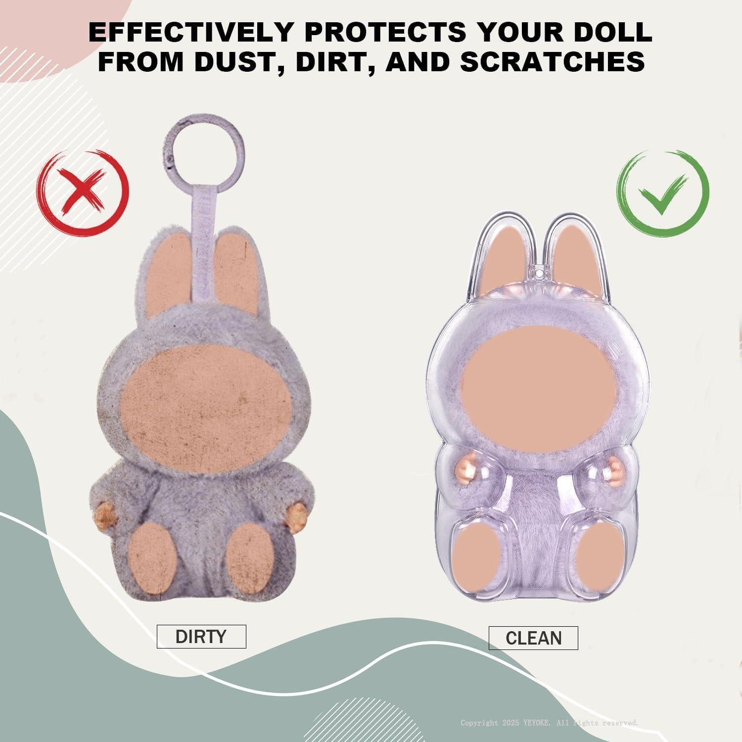 Funda Protectora Acrílica YEYOKE para Muñeca LABUBU - 16 cm