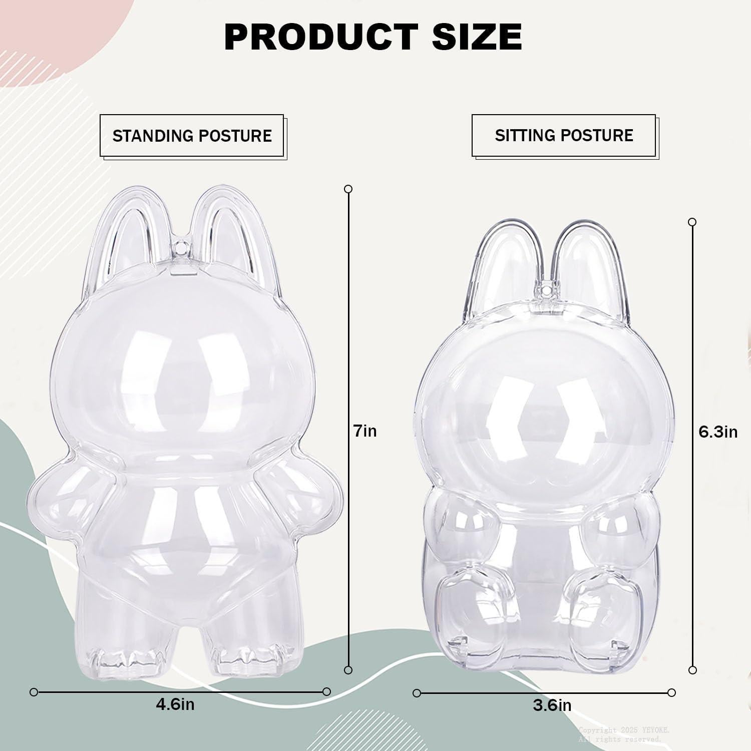 Funda Protectora Acrílica YEYOKE para Muñeca LABUBU - 16 cm