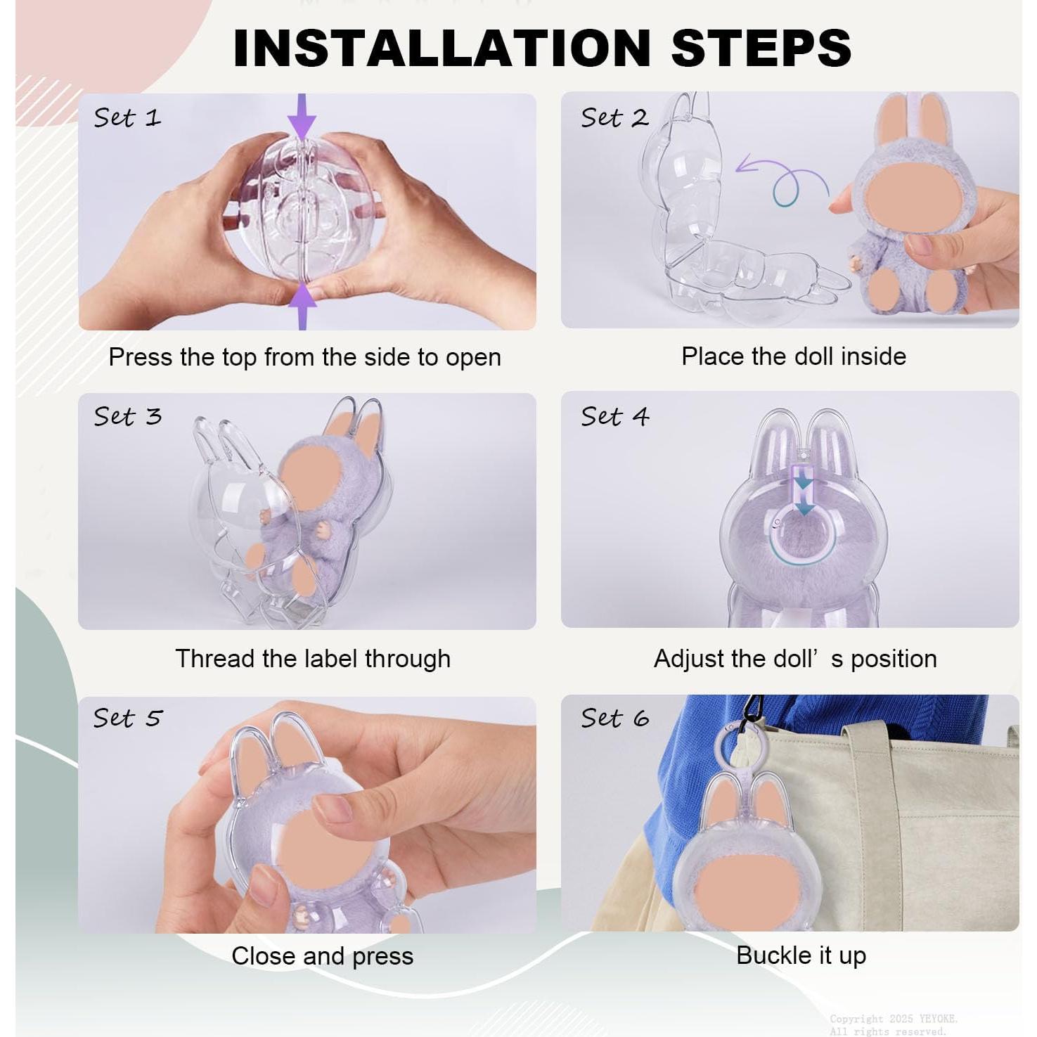 Funda Protectora Acrílica YEYOKE para Muñeca LABUBU - 16 cm