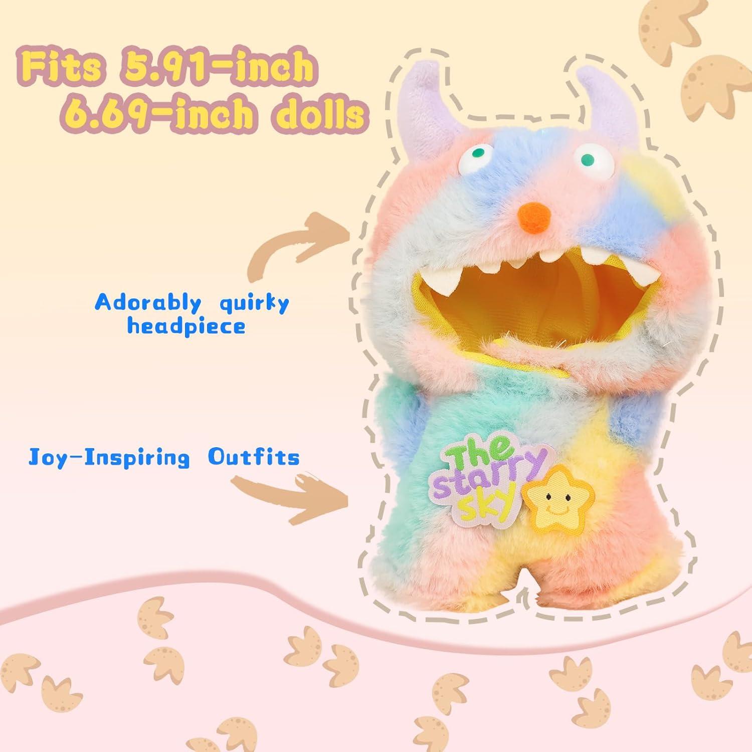 Ropa para muñeca Labubu 17cm Traje Monstruo Colorido