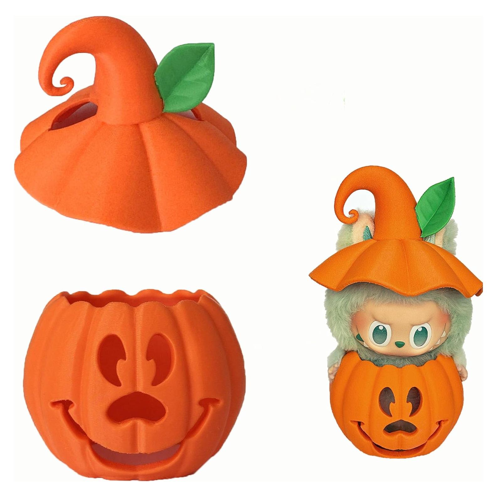 Sombrero de Calabaza para Labubu - Soporte Decorativo Halloween