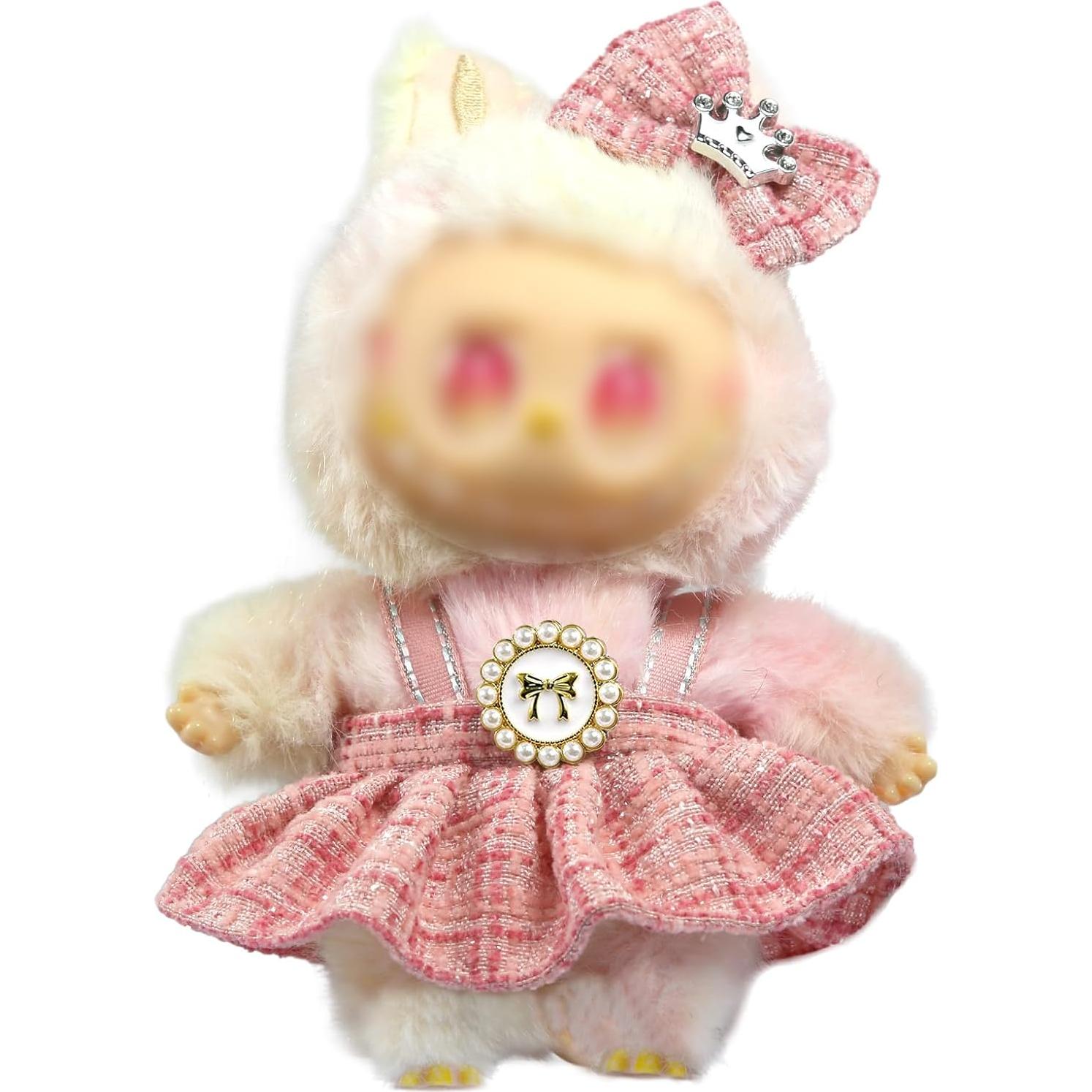 Clothes for LABUBU 17cm Doll (NO Doll),Outfit for LABUBU,Dress and Hairpin Set for LABUBU Dress Up,Accessories for LABUBU