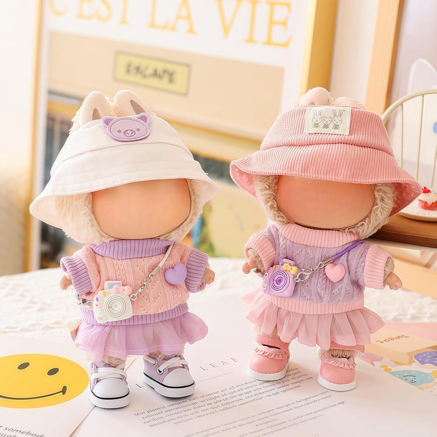 Conjunto de Ropa Kawaii Rosa para Muñecas 15cm y 17cm - 5 Piezas