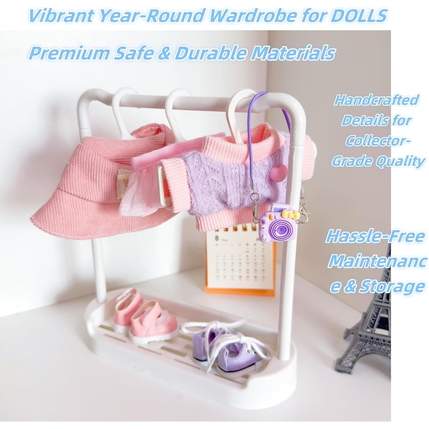 Conjunto de Ropa Kawaii Rosa para Muñecas 15cm y 17cm - 5 Piezas