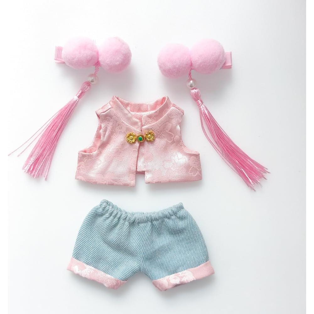 Conjunto de Disfraz Kawaii para Muñecas 17cm - Labubu Rosa y Azul