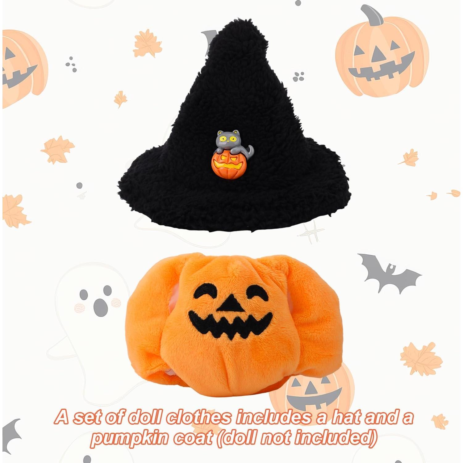 Disfraz de Halloween para muñeca 17cm - Calabaza y Sombrero