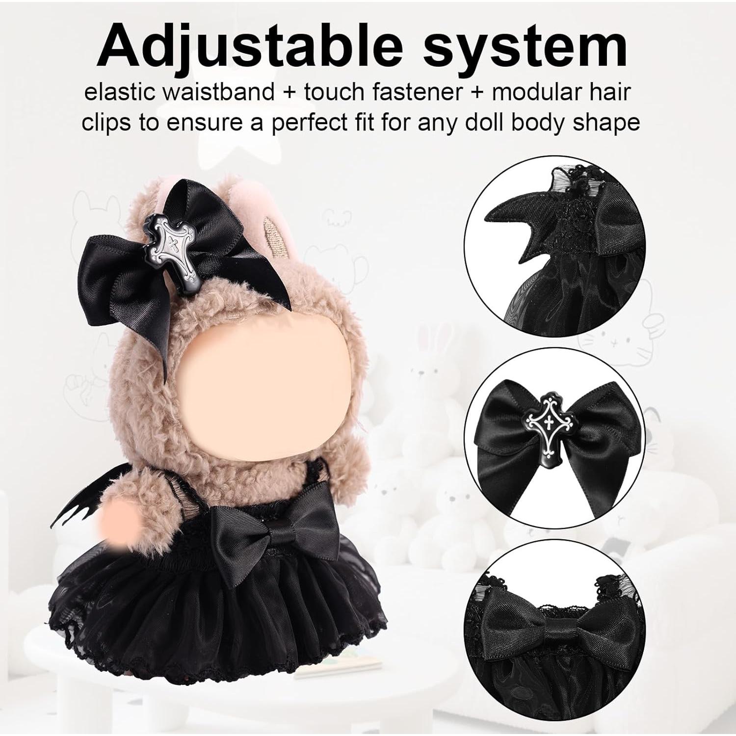 Conjunto de Ropa para Muñecas Lyreh 17cm Vestido Gótico Negro