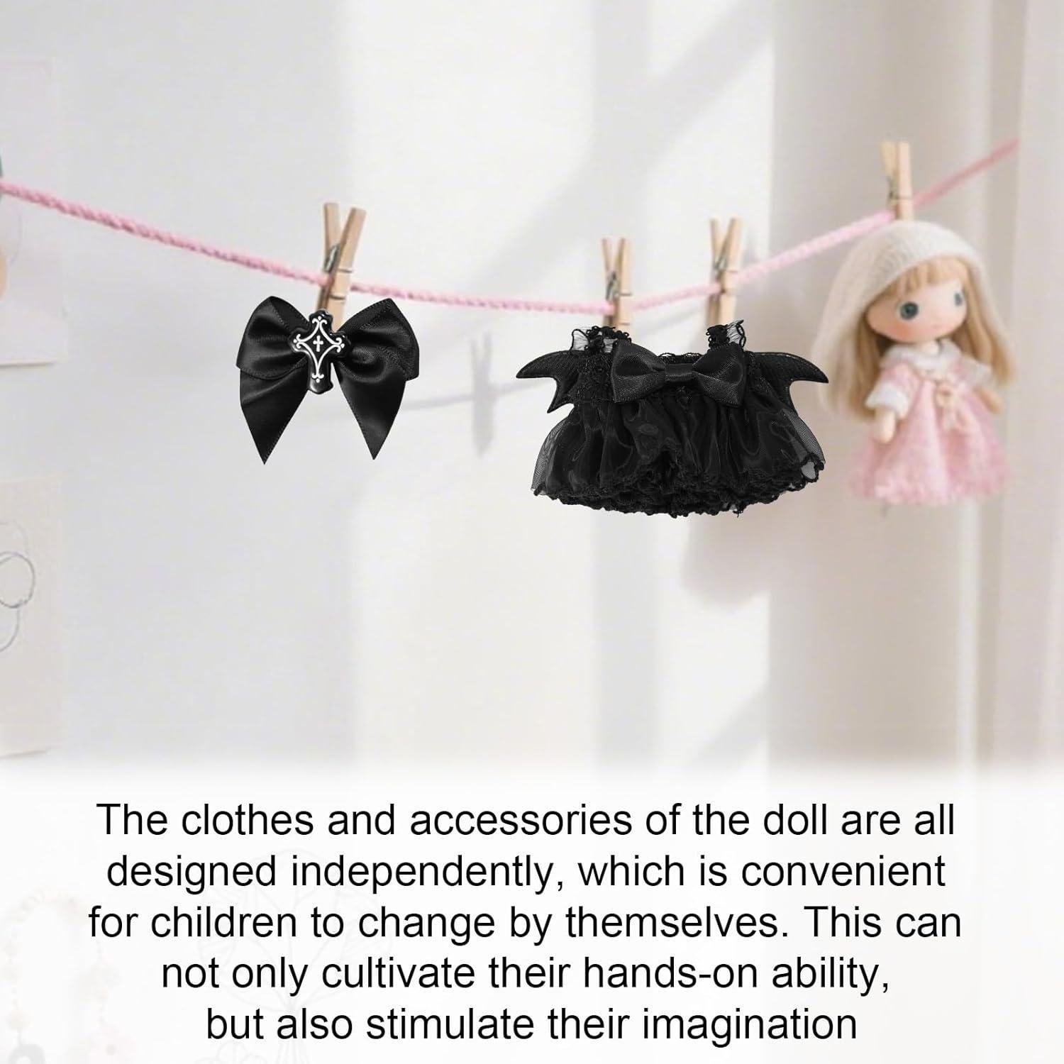 Conjunto de Ropa para Muñecas Lyreh 17cm Vestido Gótico Negro