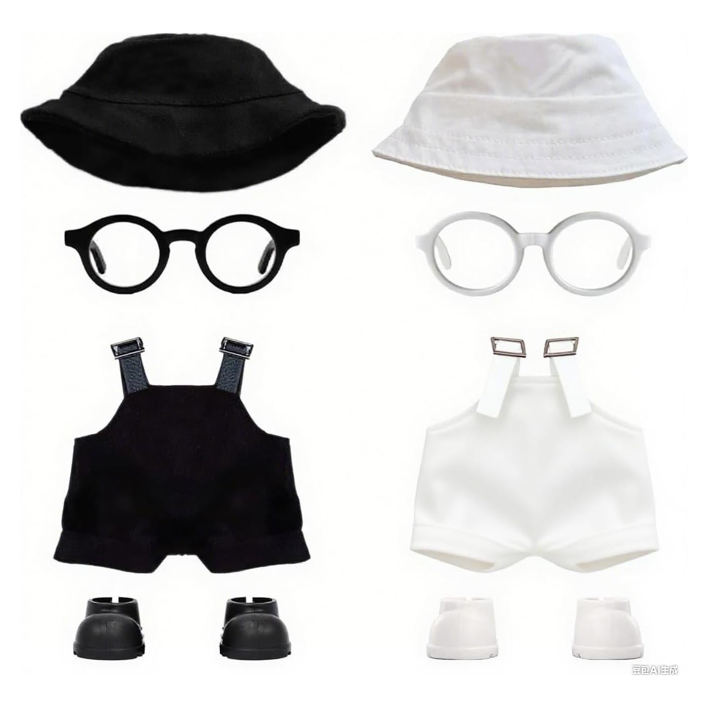 Conjunto de Ropa para Muñecas 17cm VVQUI - 2 Sombreros, 2 Overoles, 2 Zapatos