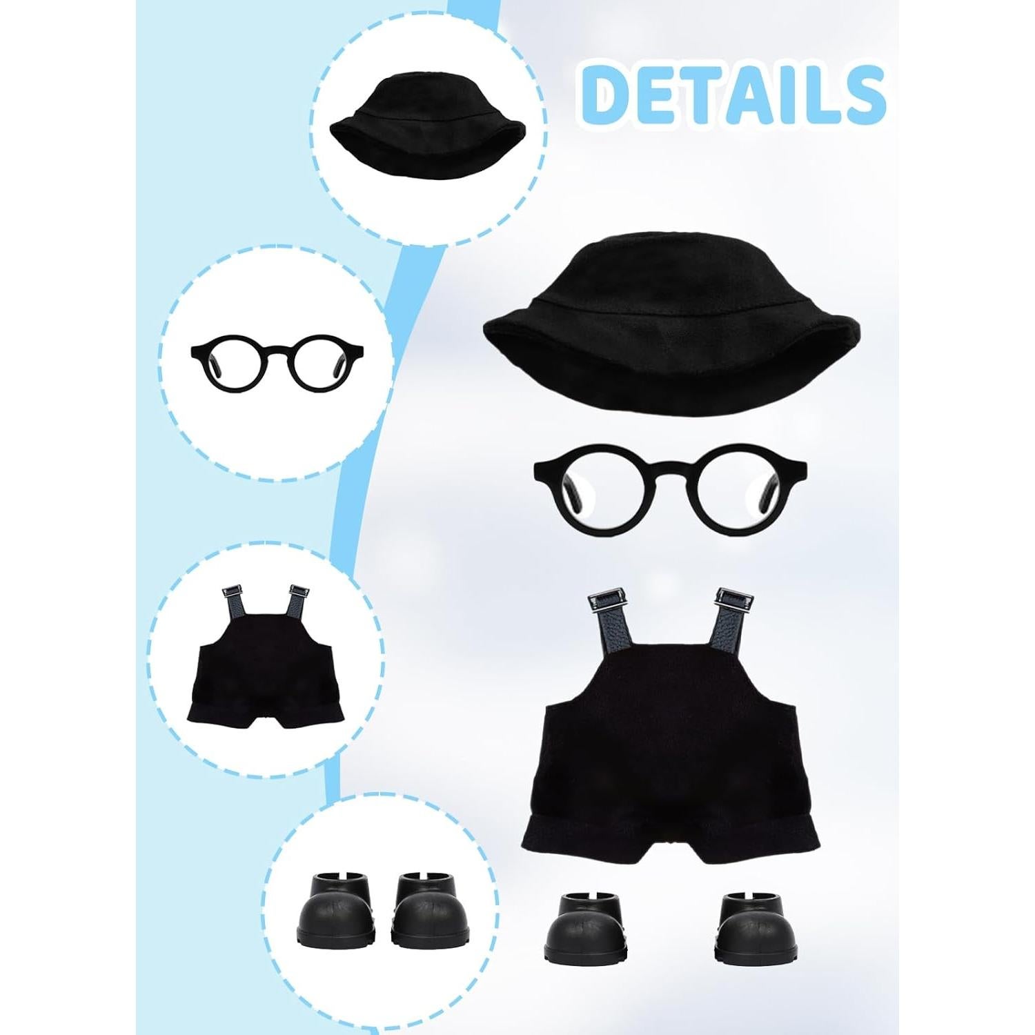 Conjunto de Ropa para Muñecas 17cm VVQUI - 2 Sombreros, 2 Overoles, 2 Zapatos