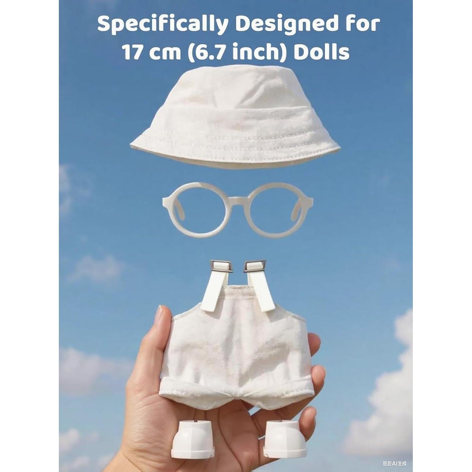 Conjunto de Ropa para Muñecas 17cm VVQUI - 2 Sombreros, 2 Overoles, 2 Zapatos