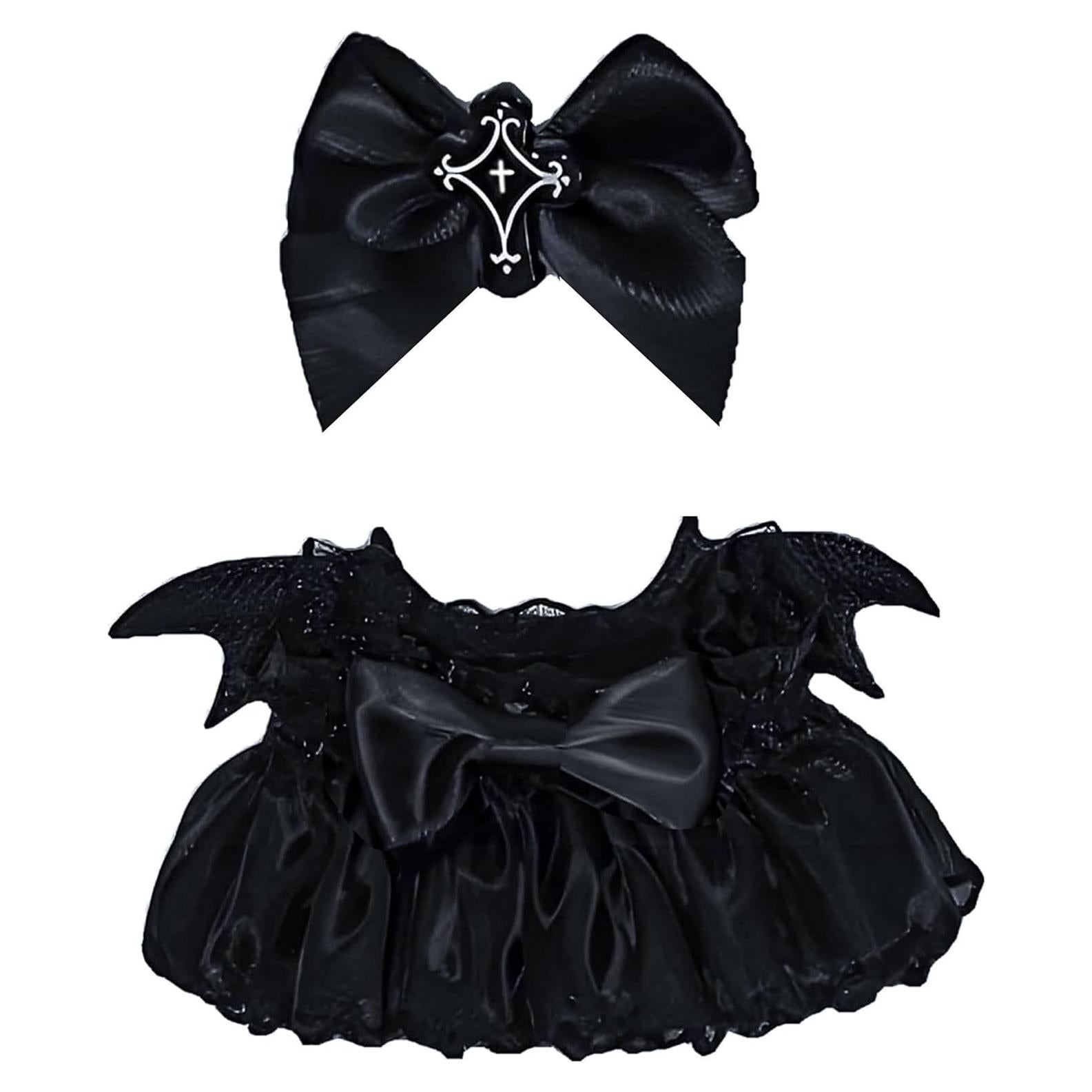 Vestido de capas ciruela/negro para muñeca 17cm con diadema