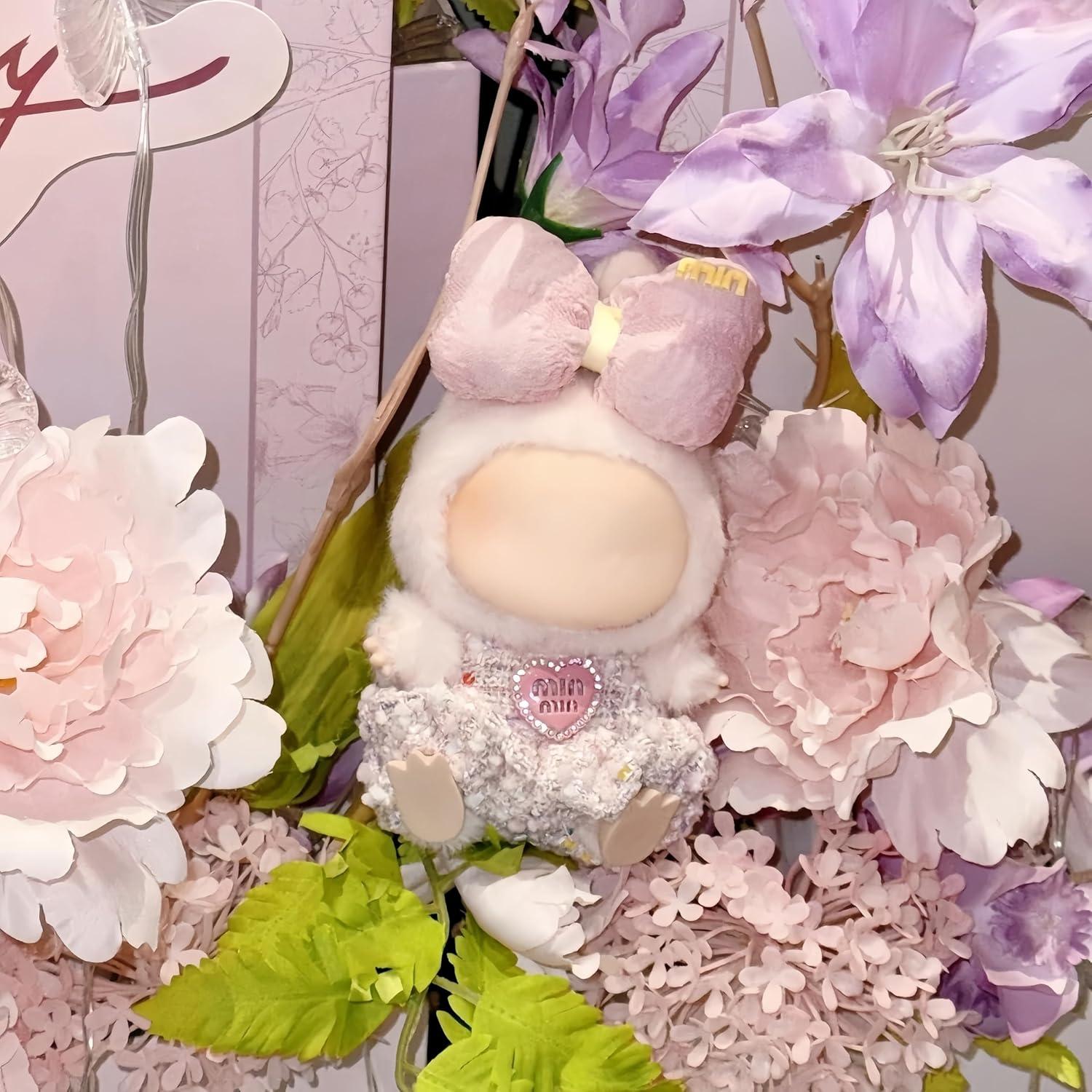 Clothes for Labubu(No Doll) ,2-Piece Pink Handcrafted 17cm for Labubu Outfits 17cm Clothes Set Luxury Chic Kawaii Outfit Premium Handmade Accessories for 17 cm Doll