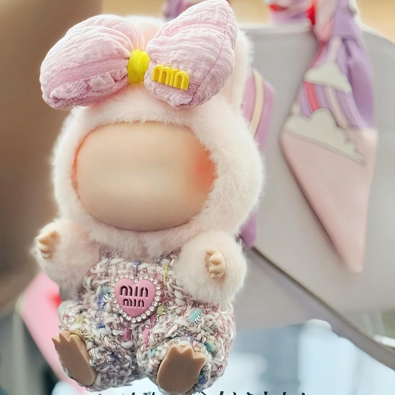 Clothes for Labubu(No Doll) ,2-Piece Pink Handcrafted 17cm for Labubu Outfits 17cm Clothes Set Luxury Chic Kawaii Outfit Premium Handmade Accessories for 17 cm Doll