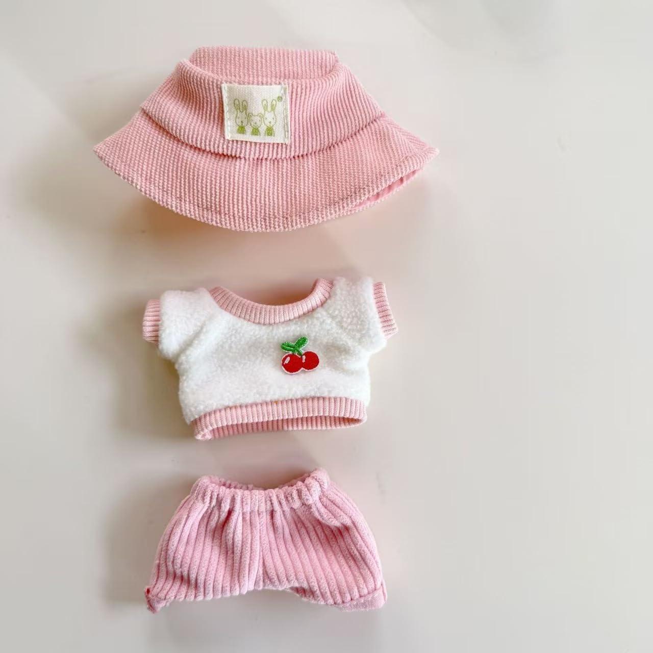 Conjunto de Ropa para Muñeca Labubu Rosa 4 Piezas 15-17 cm
