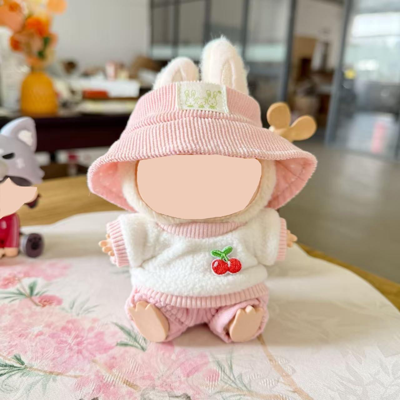 Conjunto de Ropa para Muñeca Labubu Rosa 4 Piezas 15-17 cm