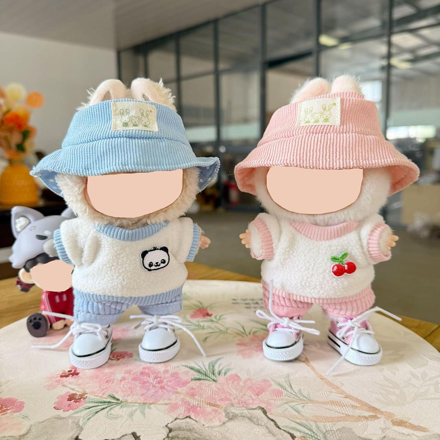 Conjunto de Ropa para Muñeca Labubu Rosa 4 Piezas 15-17 cm