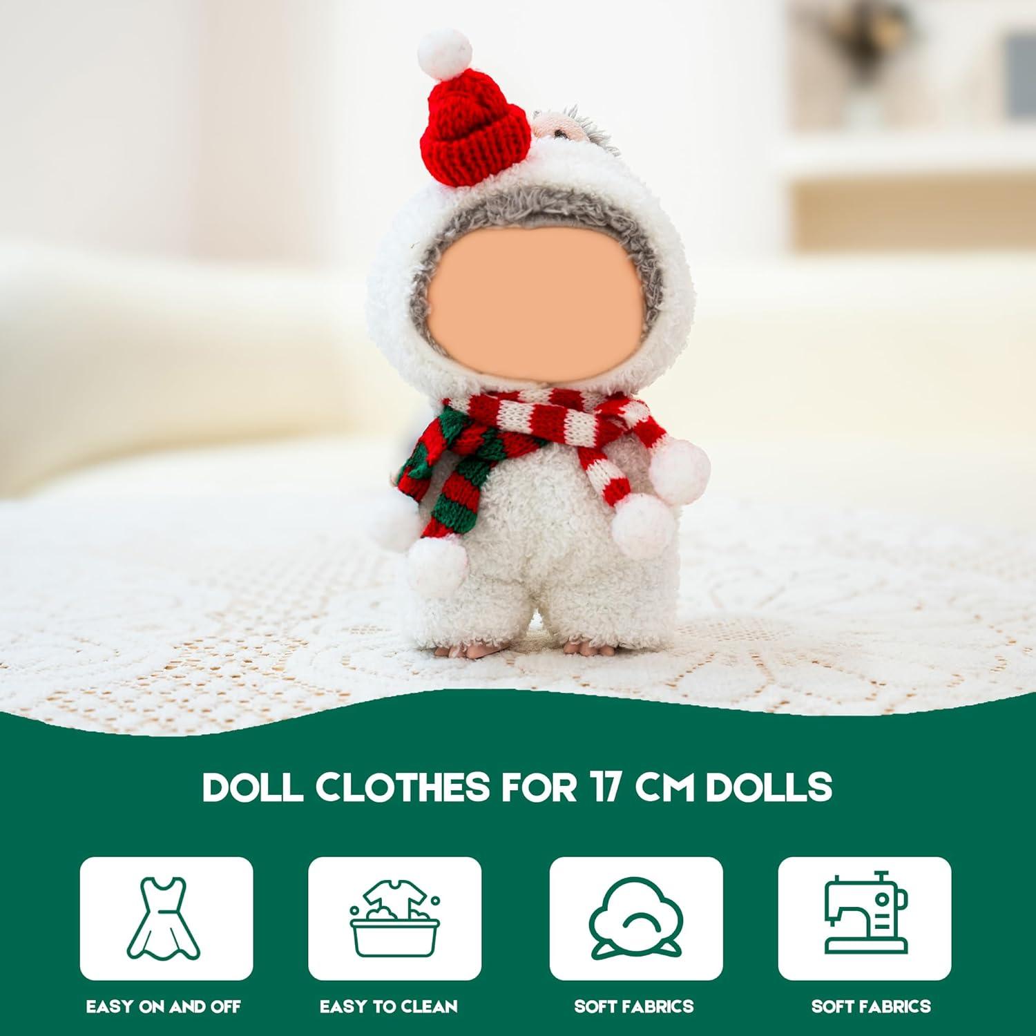 Conjunto de Ropa de Muñeca Labubu - 4 Piezas Navidad 17 cm