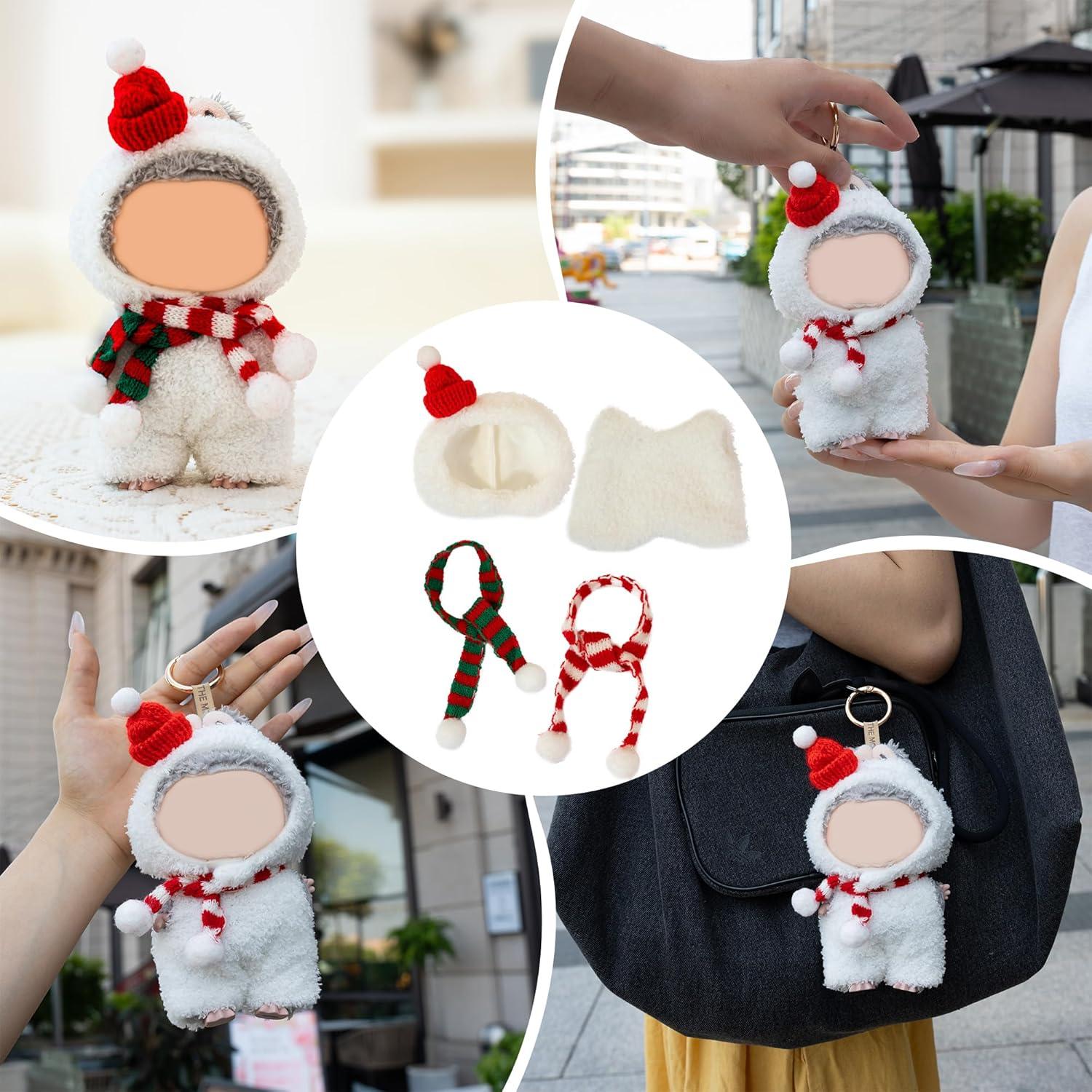 Conjunto de Ropa de Muñeca Labubu - 4 Piezas Navidad 17 cm