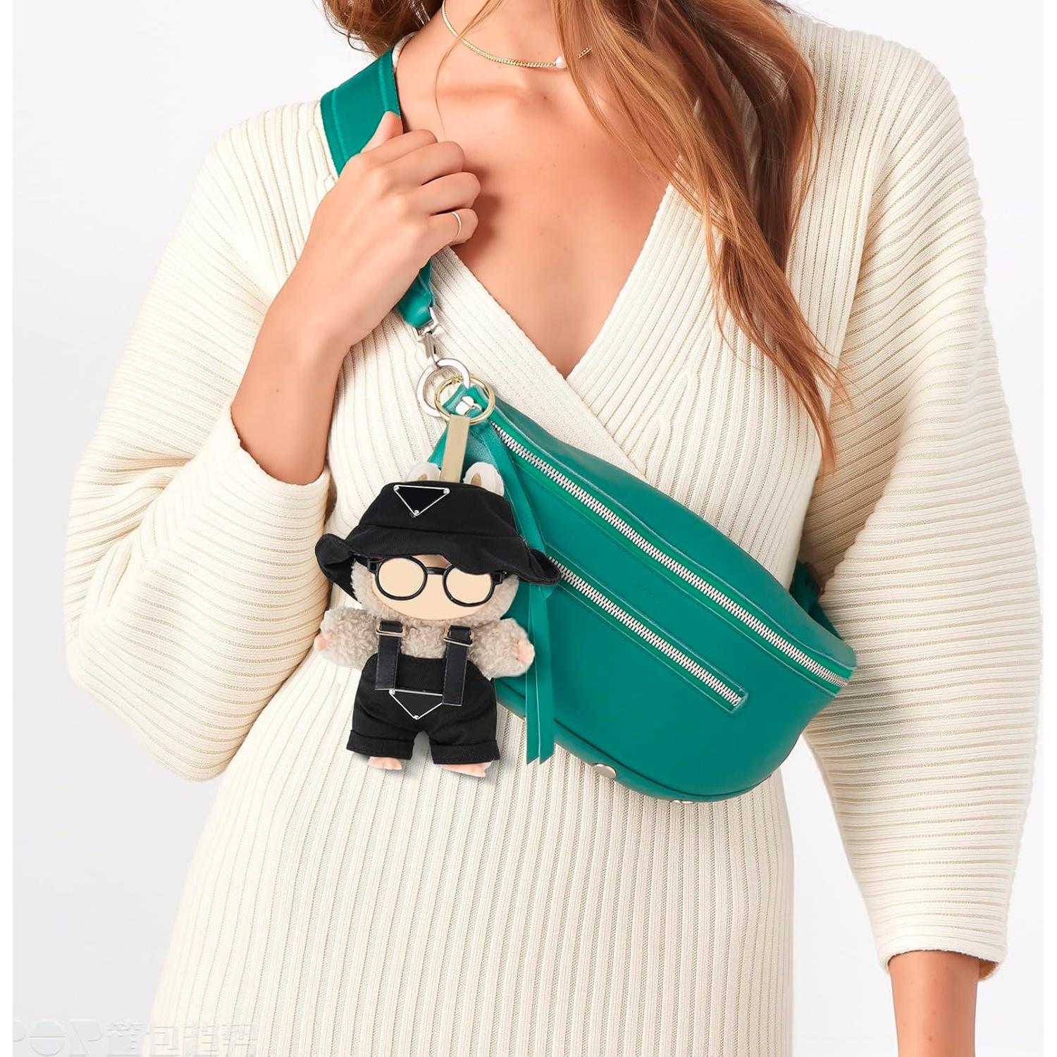 Conjunto de Ropa para Muñeca Labubu 17cm - Sombrero y Overoles Negro