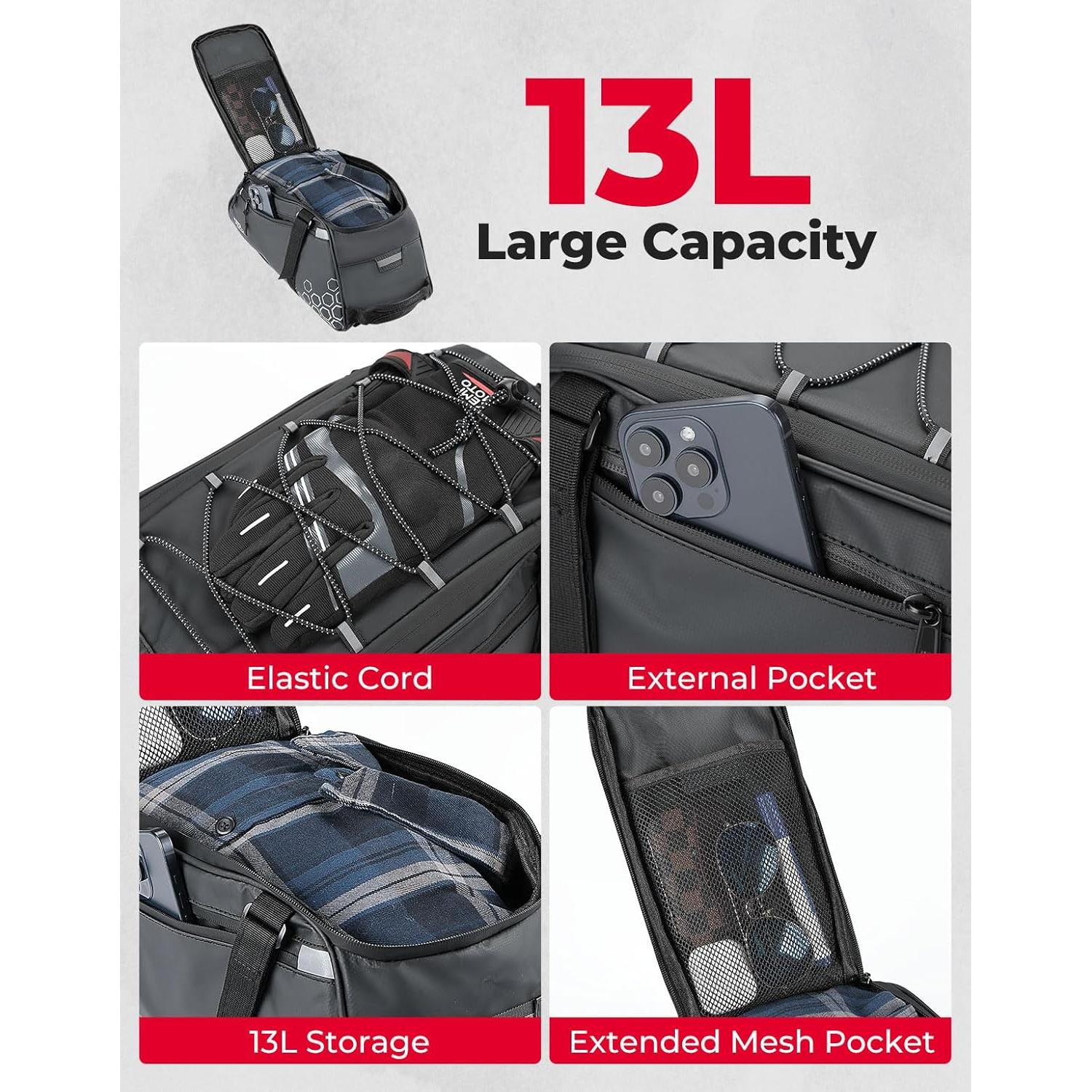 Bolsa de Maletero KEMIMOTO 13L Resistente al Agua para Bicicleta