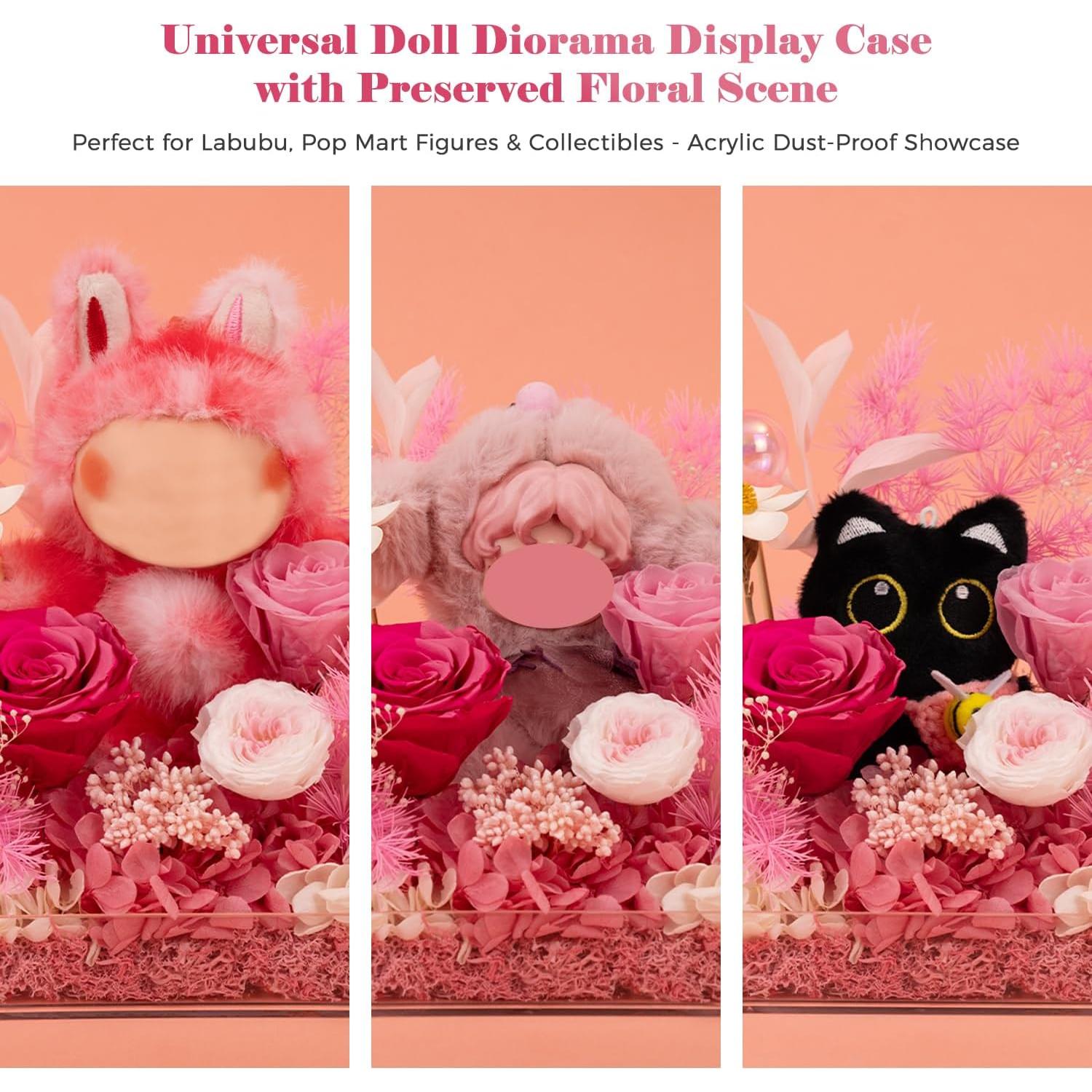 Caja de Exhibición Acrílica Rosaura con Flores Eternas 17.78x15.24 cm