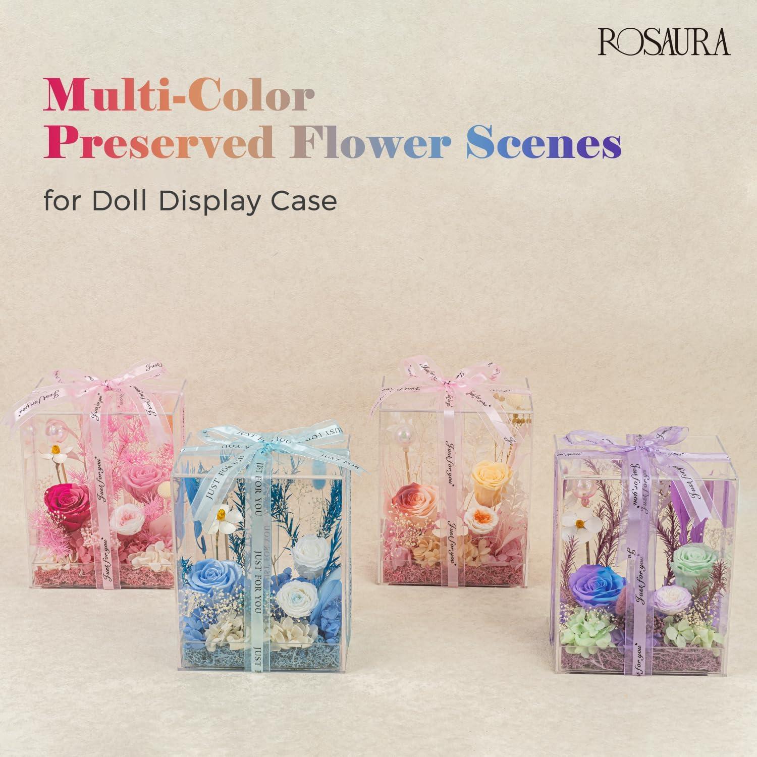 Caja de Exhibición Acrílica Rosaura con Flores Eternas 17.78x15.24 cm