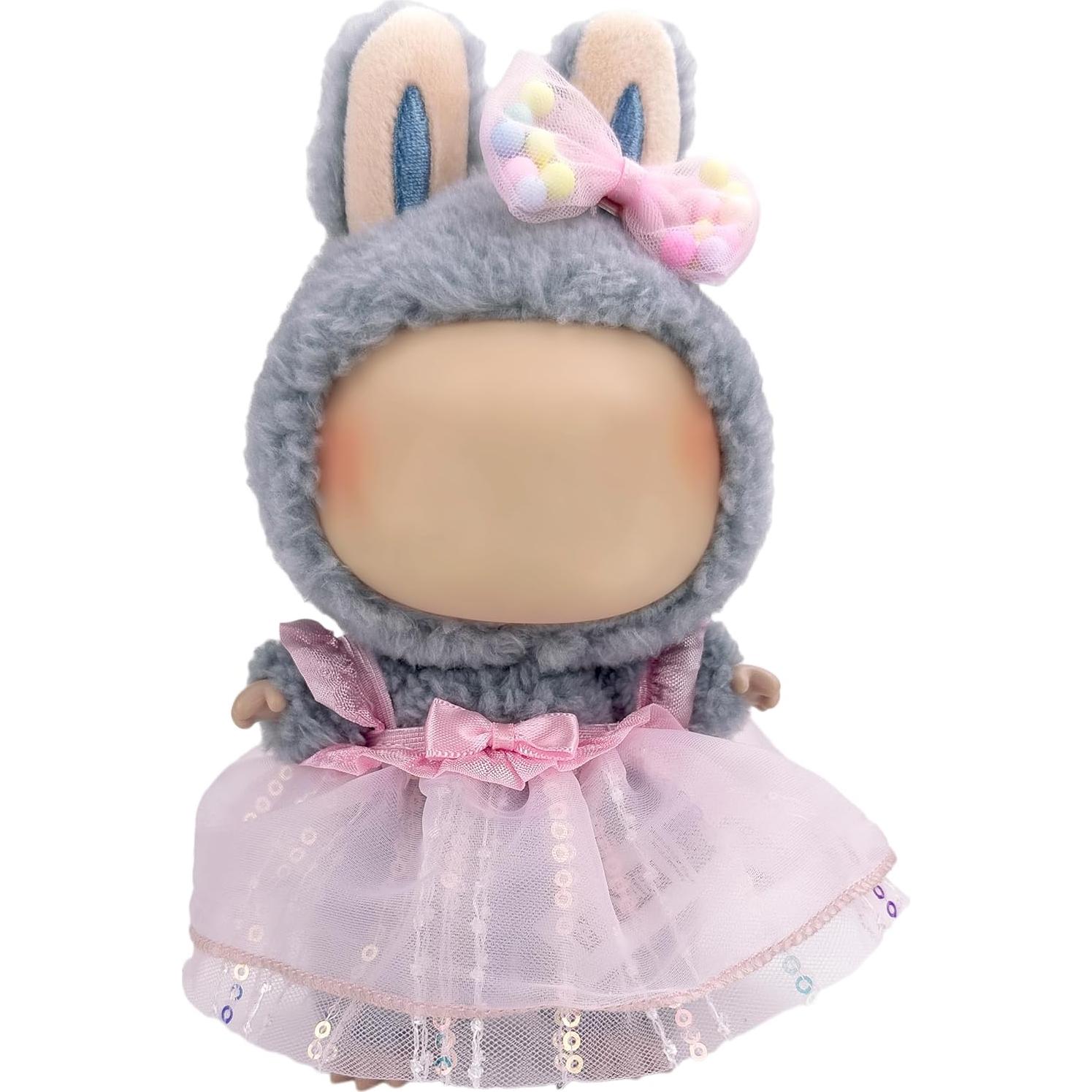 Conjunto de Ropa Rosa para Muñeca Labubu 17cm con Accesorios