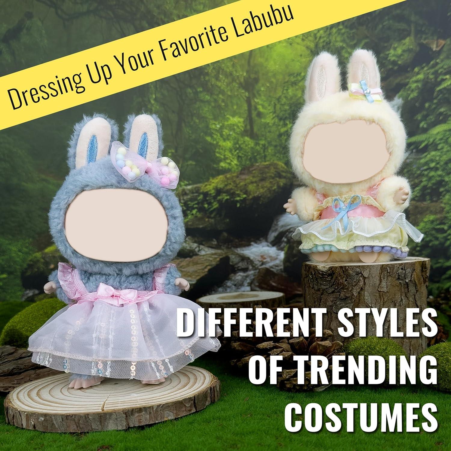 Conjunto de Ropa Rosa para Muñeca Labubu 17cm con Accesorios