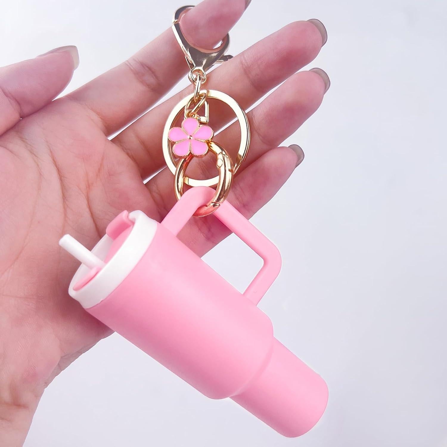 Llavero Mini Tumbler HXJ para Chapstick y Monedas - Rosa