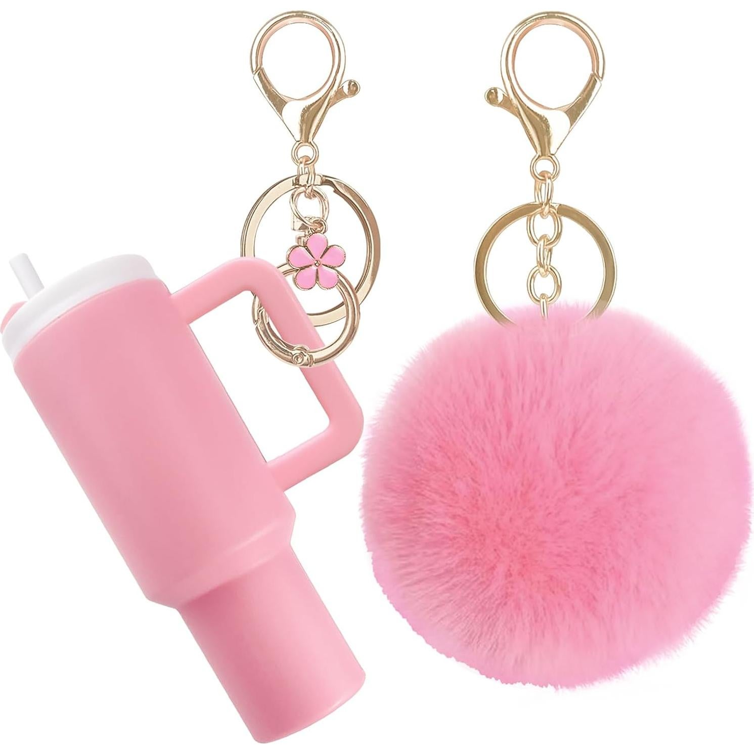 Llavero Mini Tumbler HXJ para Chapstick y Monedas - Rosa