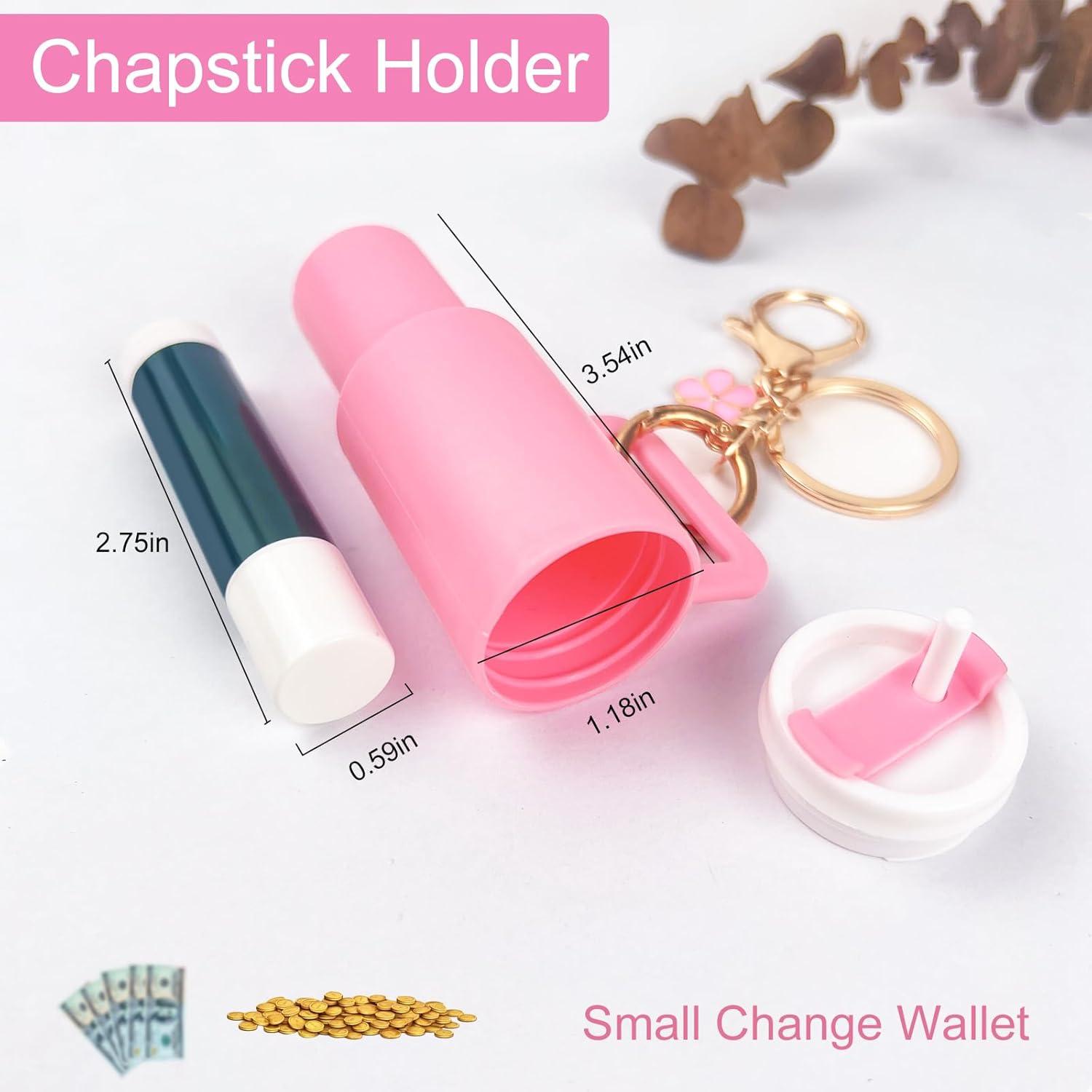 Llavero Mini Tumbler HXJ para Chapstick y Monedas - Rosa