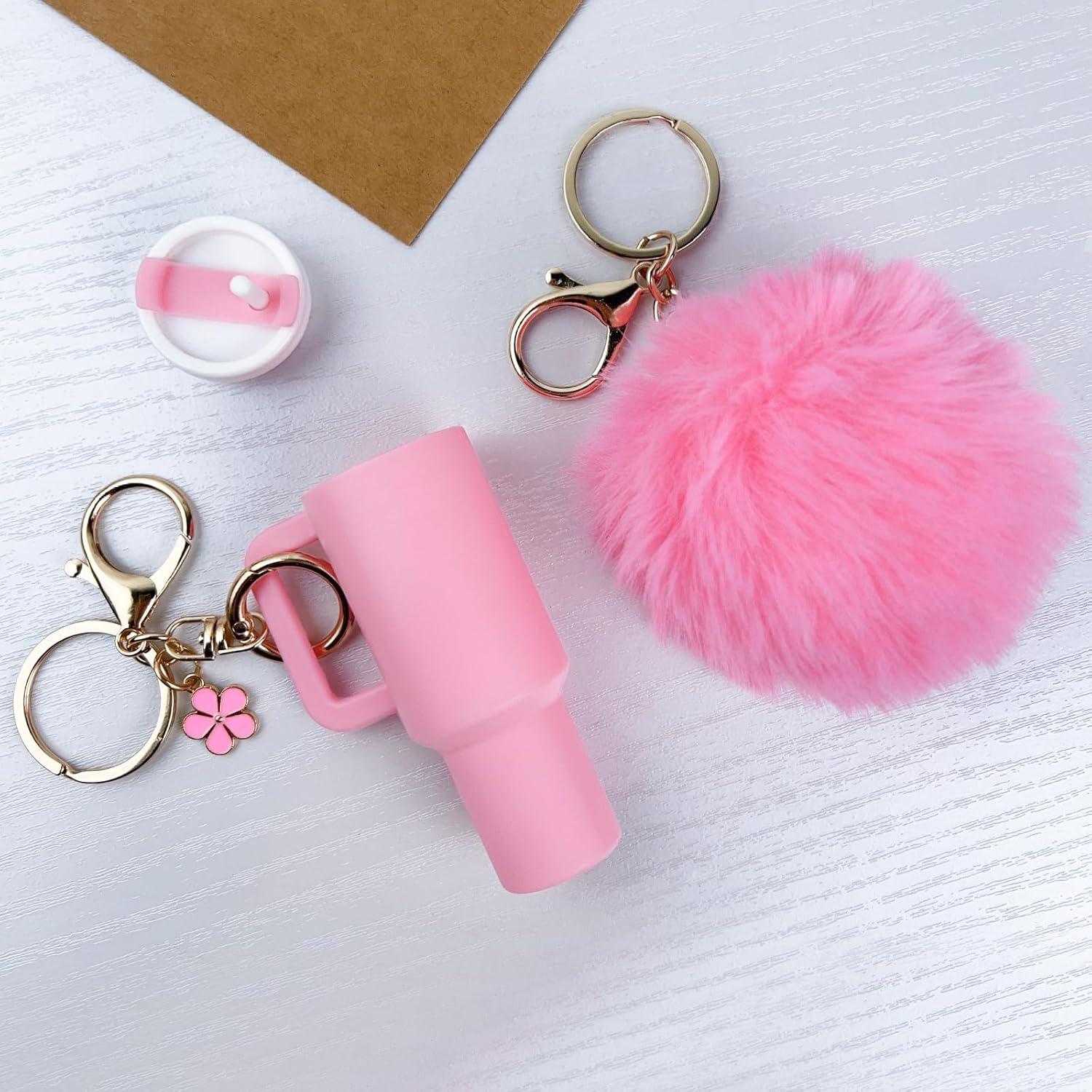 Llavero Mini Tumbler HXJ para Chapstick y Monedas - Rosa