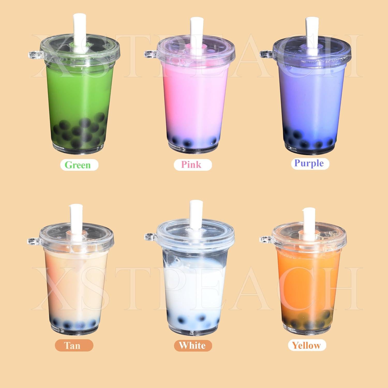 Llavero Adorno de Té Boba Personalizado XSTPeach Rosa