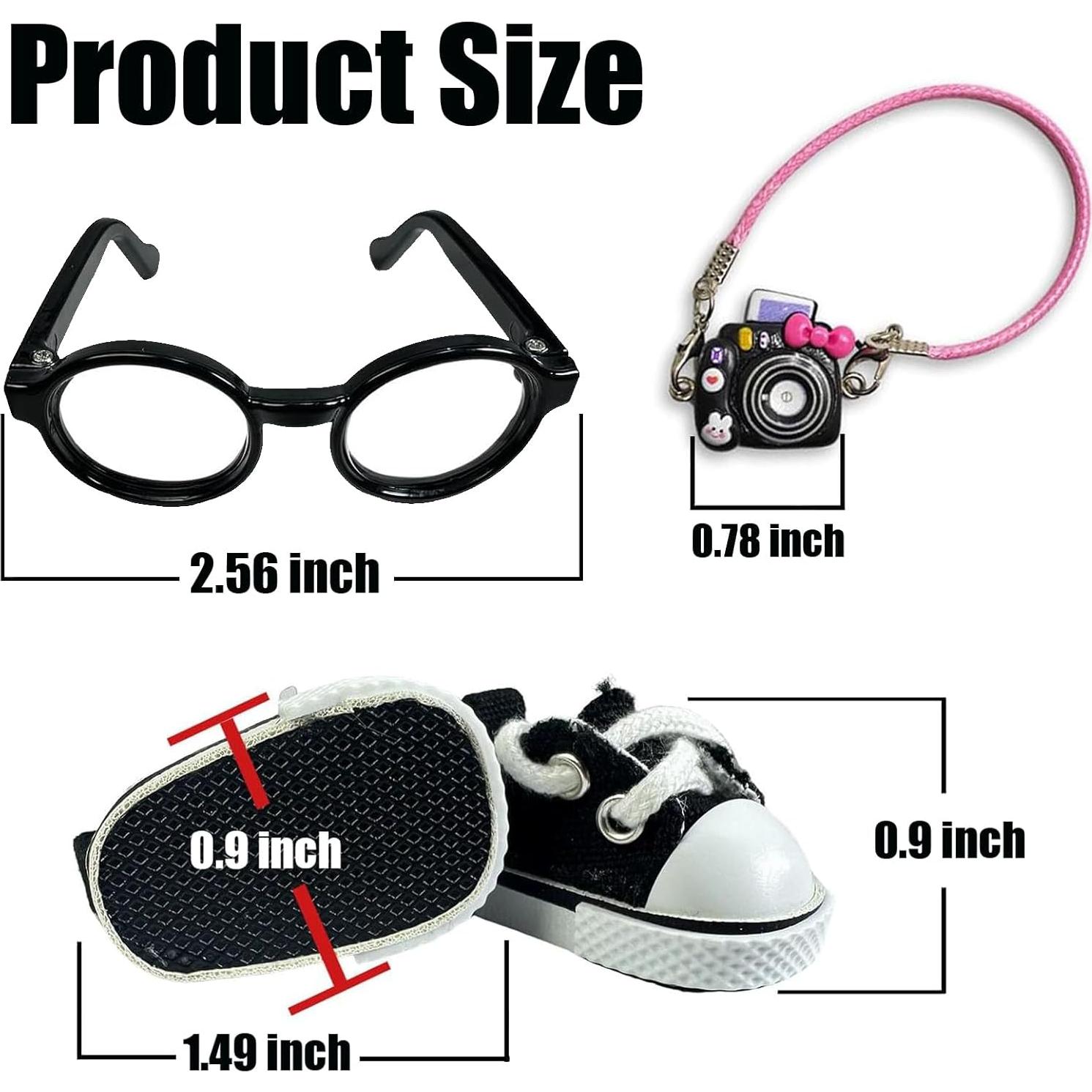 Juego de Accesorios para Muñecas Labubu - Gafas, Cámara y Zapatos