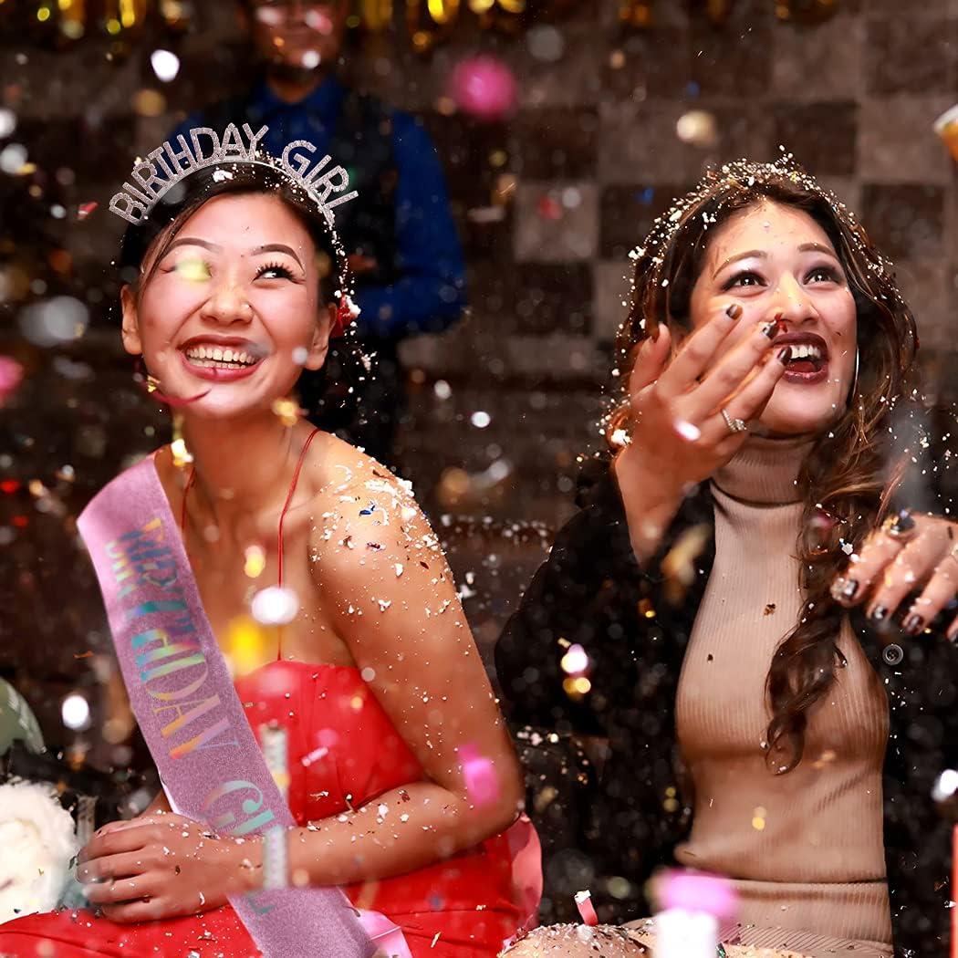 Sash de Cumpleaños Rosa Skyplore con Tiara y Diadema