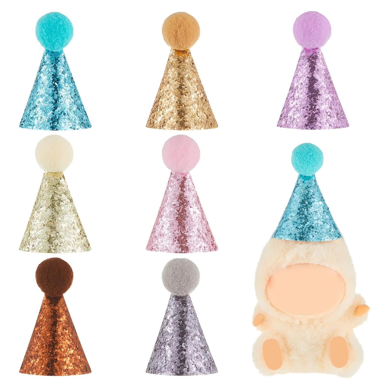 Soulchen 7 Mini Sombreros de Fiesta para Muñecas 8 cm Coloridos