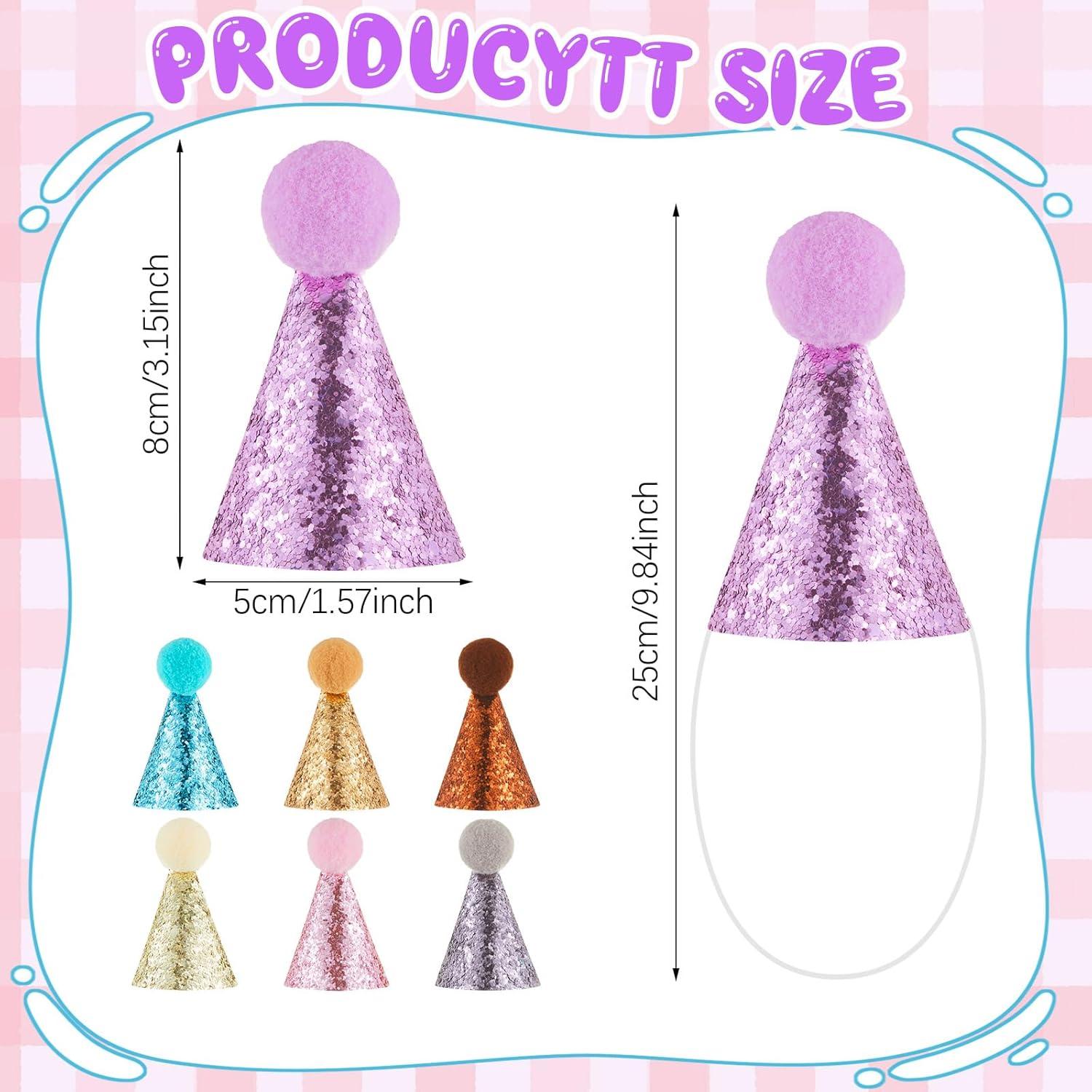 Soulchen 7 Mini Sombreros de Fiesta para Muñecas 8 cm Coloridos