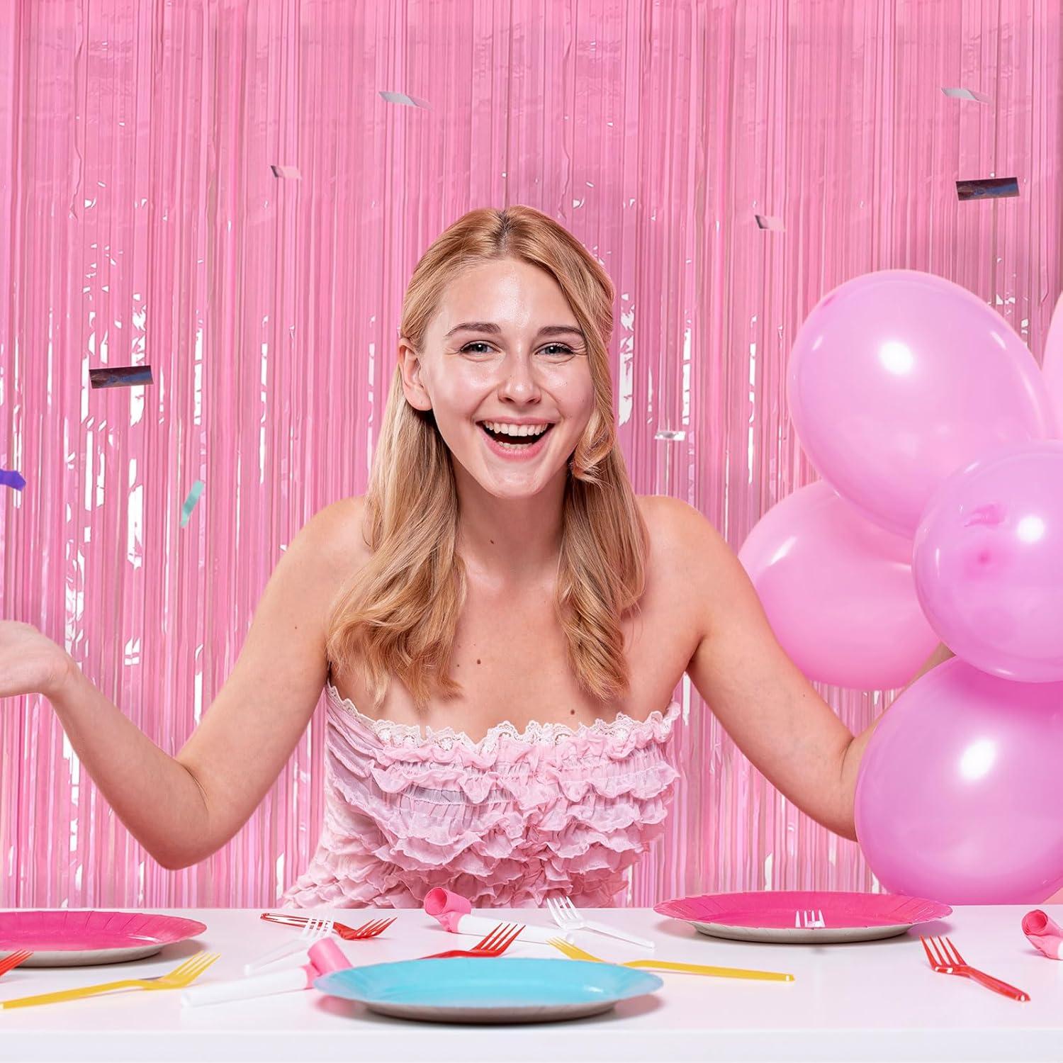 Cortinas de Papel de Aluminio Rosa Pastel 2 PCS 1x2m K.E.J.