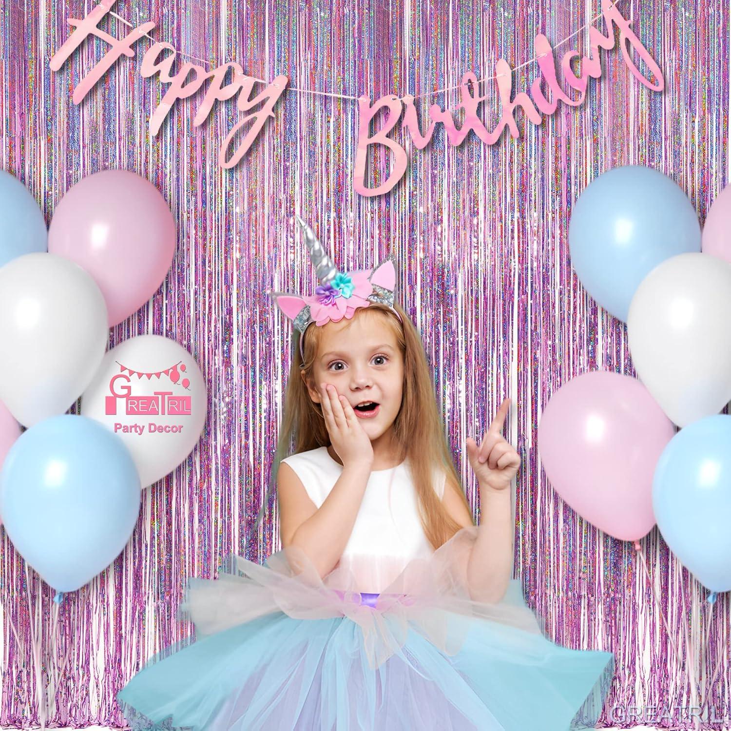 Cortina de Lentejuelas Rosa GREATRIL 2 Paquetes 0.97m x 2.5m