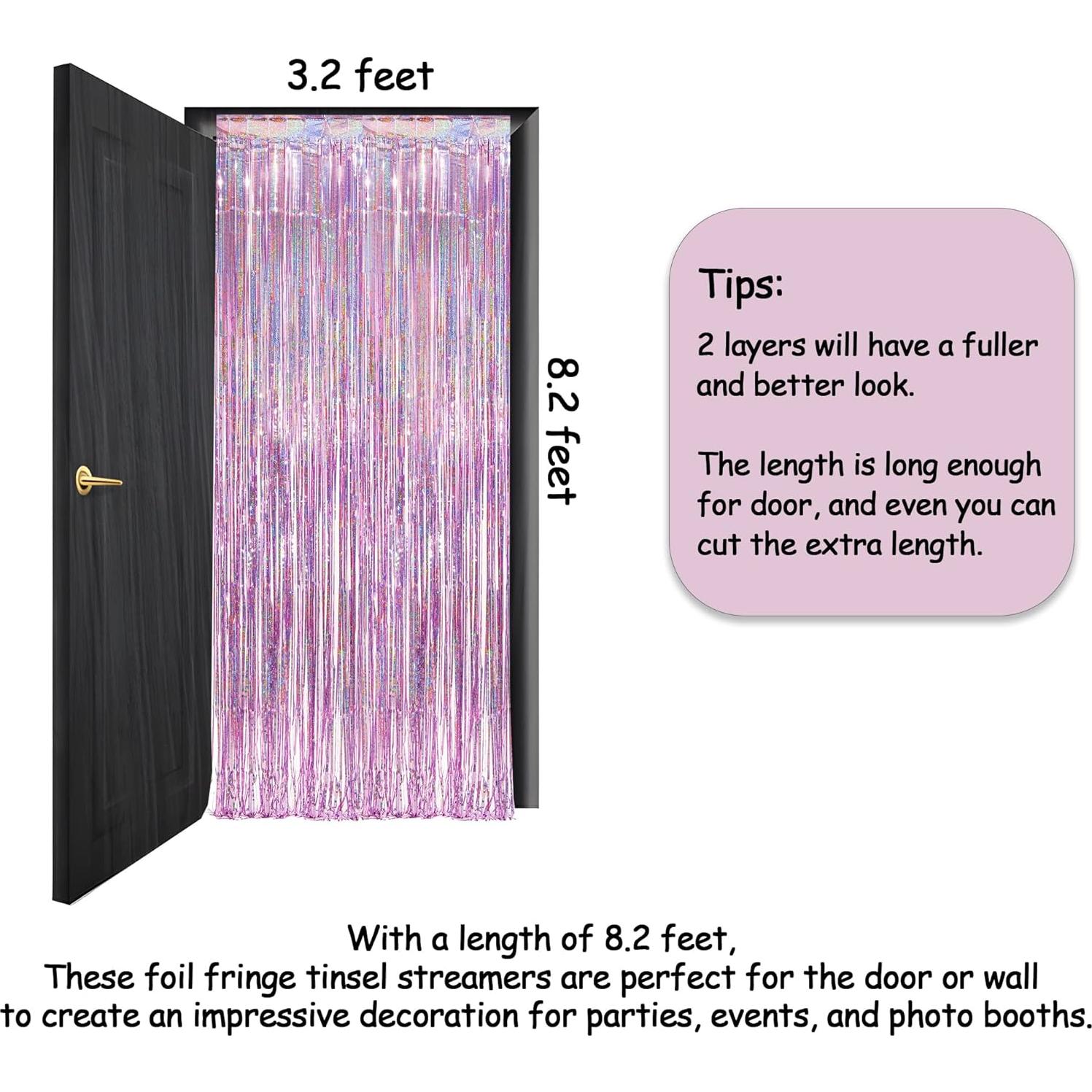 Cortina de Lentejuelas Rosa GREATRIL 2 Paquetes 0.97m x 2.5m