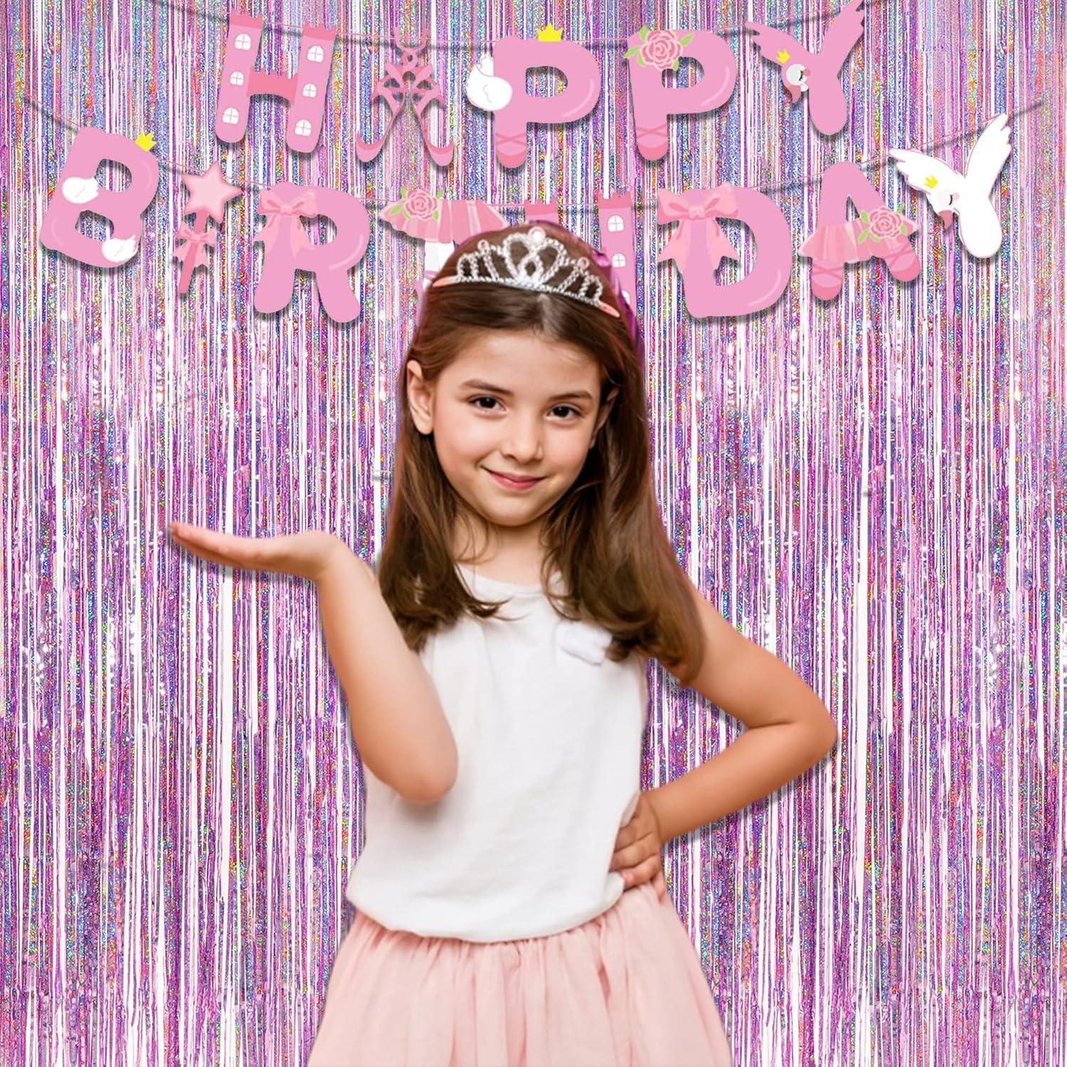 Cortina de Lentejuelas Rosa GREATRIL 2 Paquetes 0.97m x 2.5m