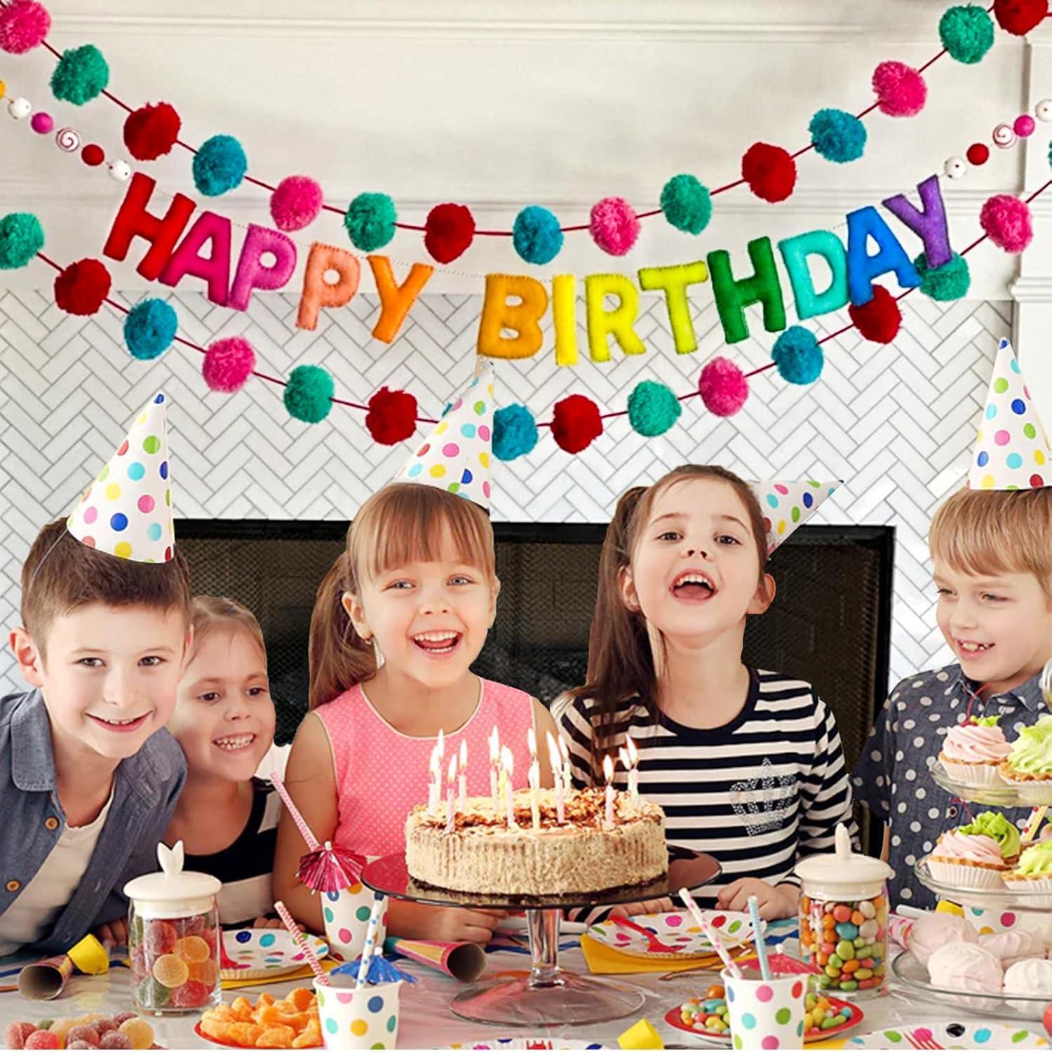 Guirnalda de Feliz Cumpleaños Arcoíris Meygajoe 2m Fieltro