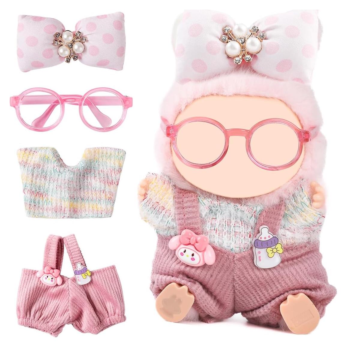 Ropa de Muñeca Rosa ZIVOYCO 17cm con Gafas Clip de Mariposa