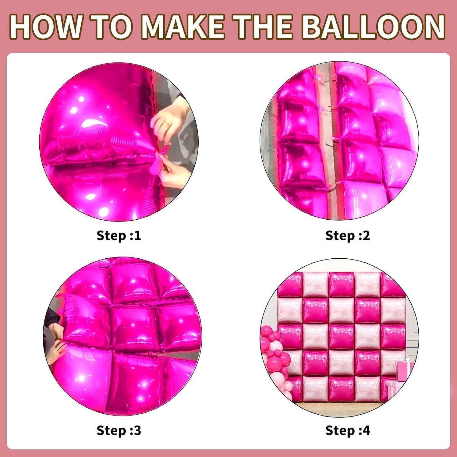 Globos de Foil Cuadrados Rosa Fucsia y Oro Rosa 48 cm - Kit Fiesta